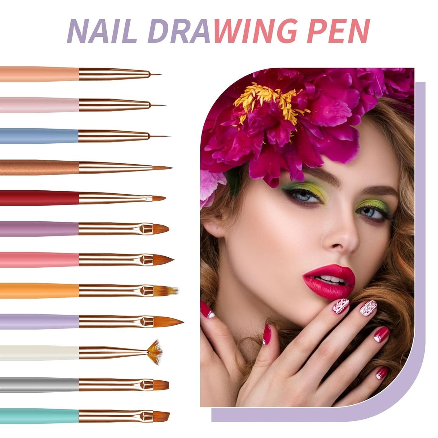 Artdone Nail Dotting Tools Double-ended Nail Art Brushes Kit Nail Art Gel Polish Liner Brushes Design Pen For Nail Drawing And Nail Paint Brushes Small Detail Brushes.