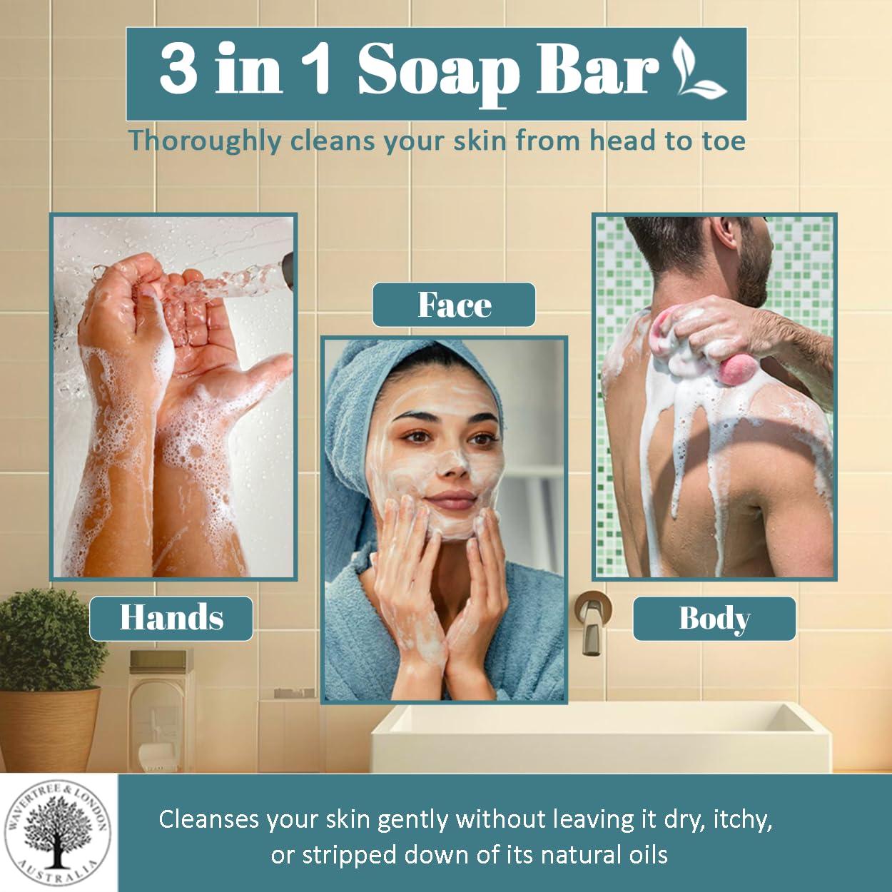 Wavertree & London Beach Scented Natural Soap (8 Bars), 7oz Moisturizing French Triple Milled Soap Bars enriched with shea butter - Pure Plant Oil Bath & Body Bars for All Skin Types