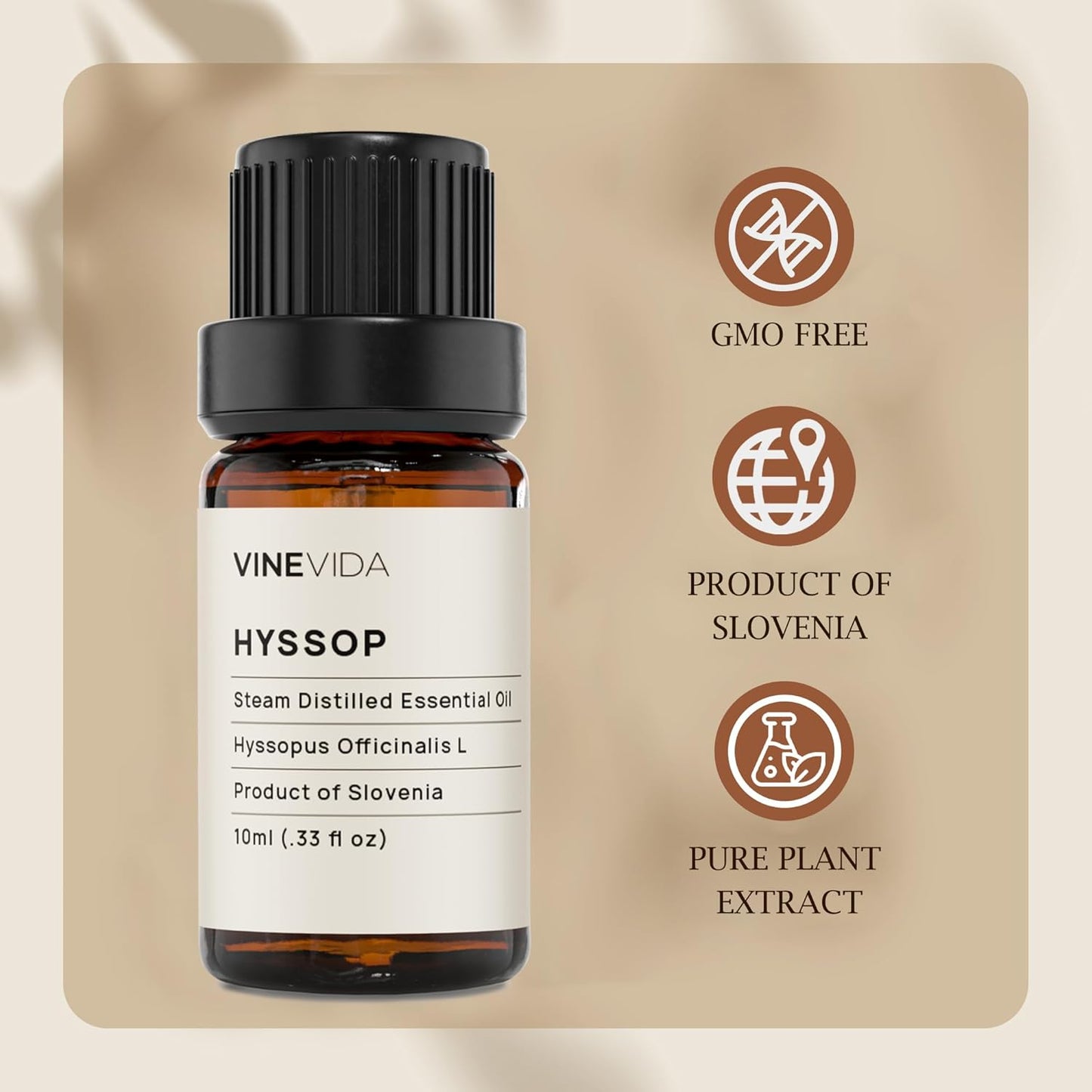 VINEVIDA Hyssop Essential Oil 10 mL - Undiluted Hyssop Oil 10 mL - Hyssop - DIY Candle Scents for Candlemaking - 10 mL Essential Oil for Soap Making Safe for Skin (4OZV-OBP-HYS-SOP-10ML)