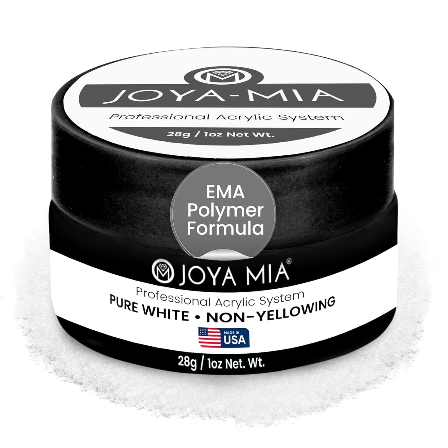 Joya Mia Acrylic Powder for Nails, MMA-Free, Super Adhesion Professional Powder for Flawless & Long-Lasting Nail Enhancements, Easy Application, Vibrant & Stunning Colors - Pure White, 1 oz