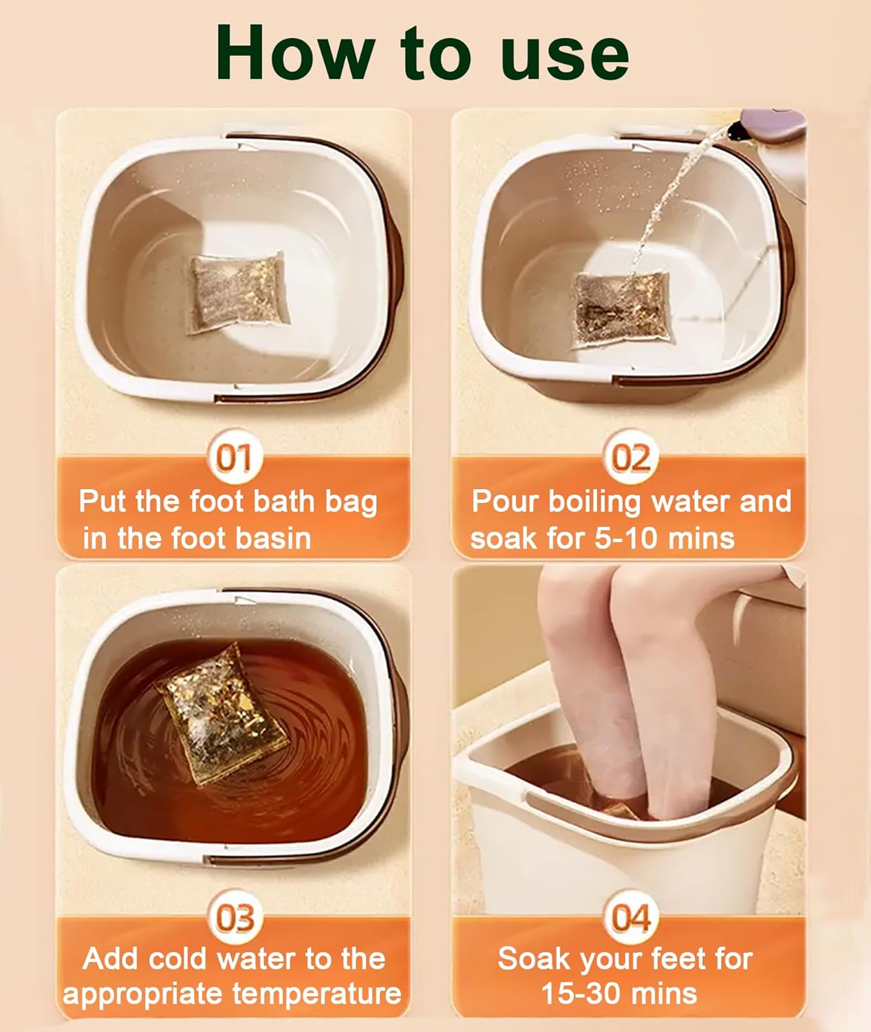 30 Bags Herbal Foot Soak,Foot Bath Herb,Foot Spa Bath Soak Foot Detox Soak to Remove Toxins,Relieve Fatigue & Dispel Cold and Remove Dampness 艾草排湿排寒泡脚包 900g(30 bags*30g) (Green B, 30.5x40.5CM)