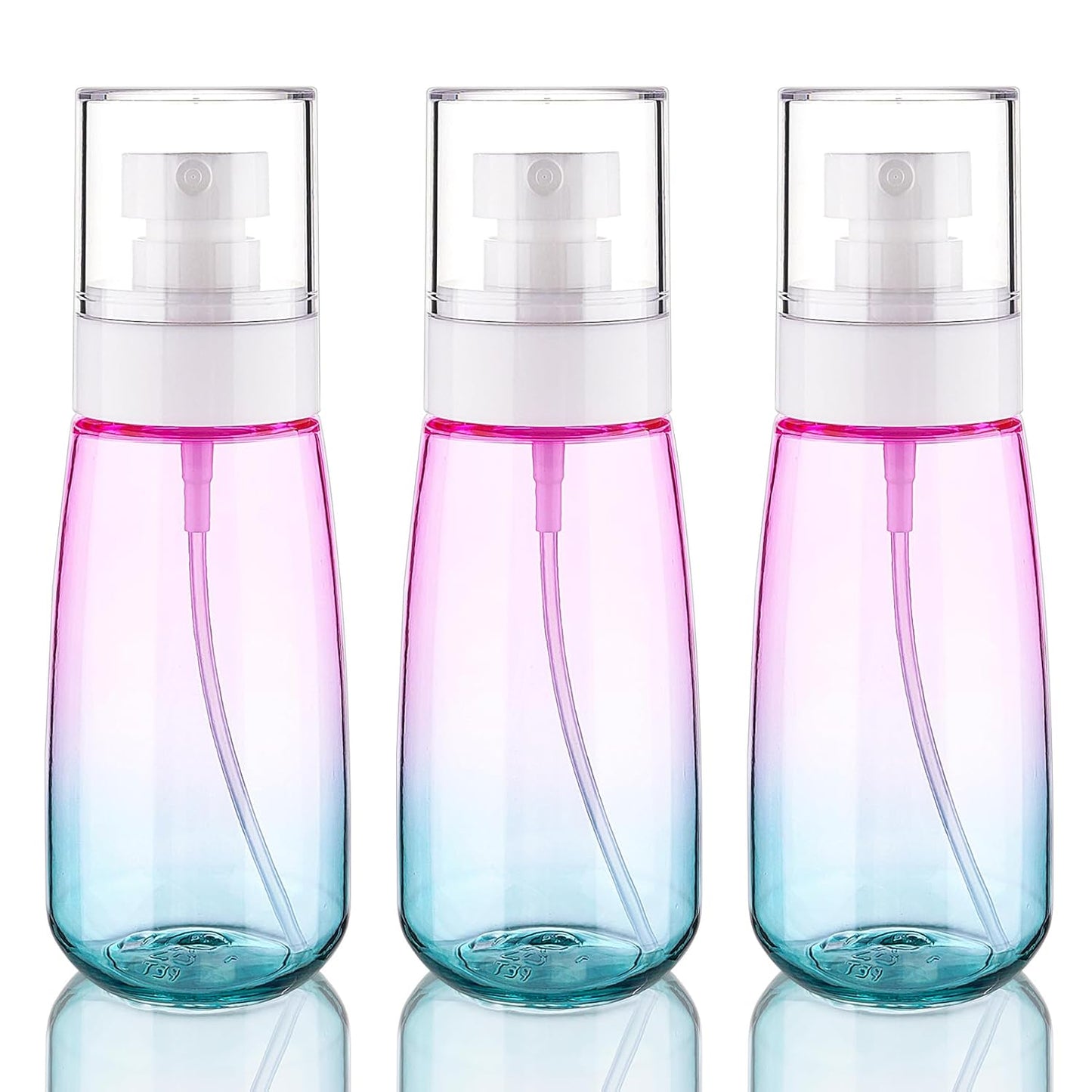 Cosywell Fine Mist Spray Bottles TSA Approved 3.4oz 100ml 3 Pack Leak Proof Travel Spray Bottle Empty Small Spray Bottles for Perfume Essential Oils Toners Rose Water Cosmetics (3Gradient Pink Blue)
