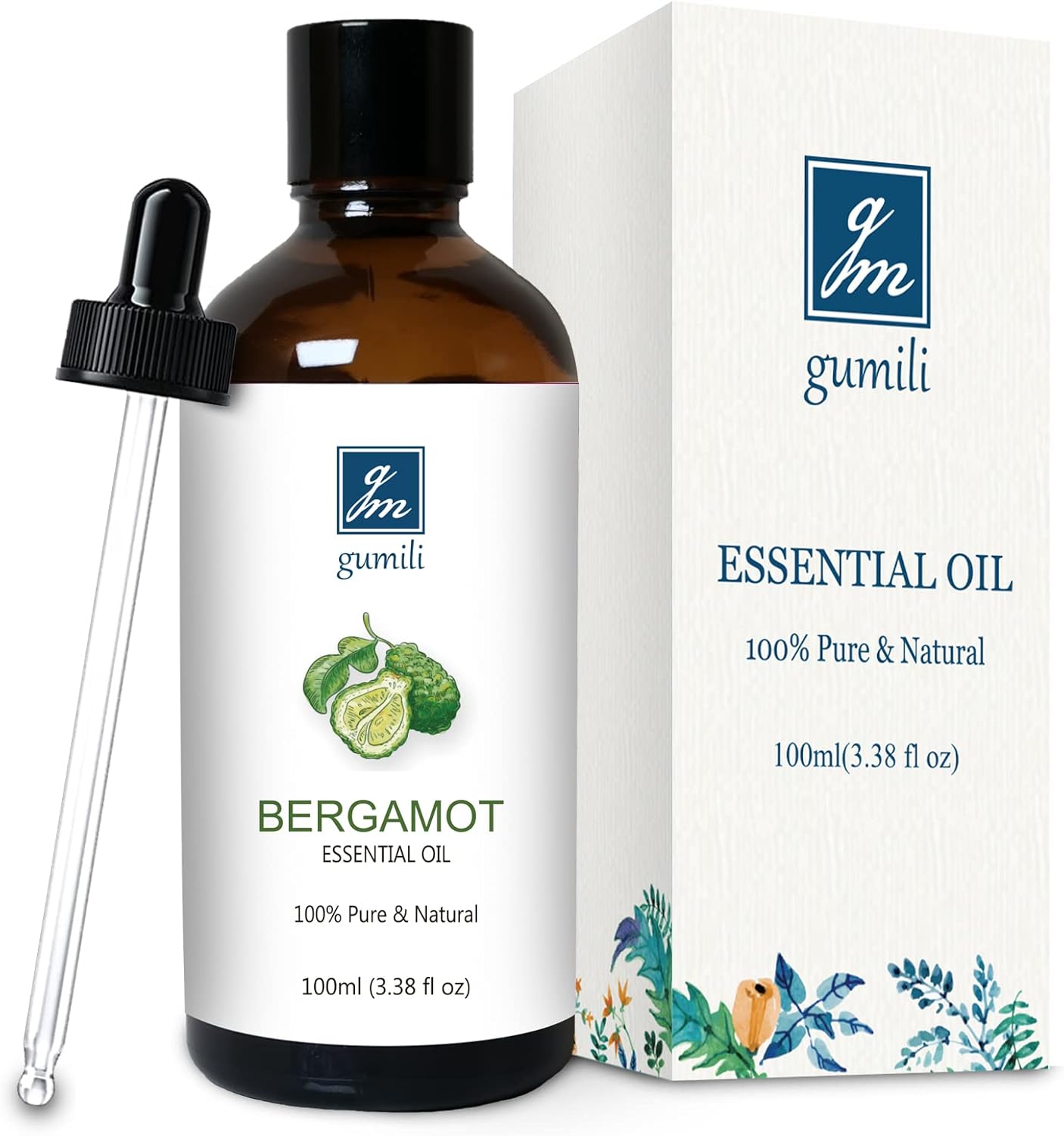 Pure Bergamot Essential Oil for Diffuser, 100% Pure Undiluted - 3.38 Fl Oz 100ml