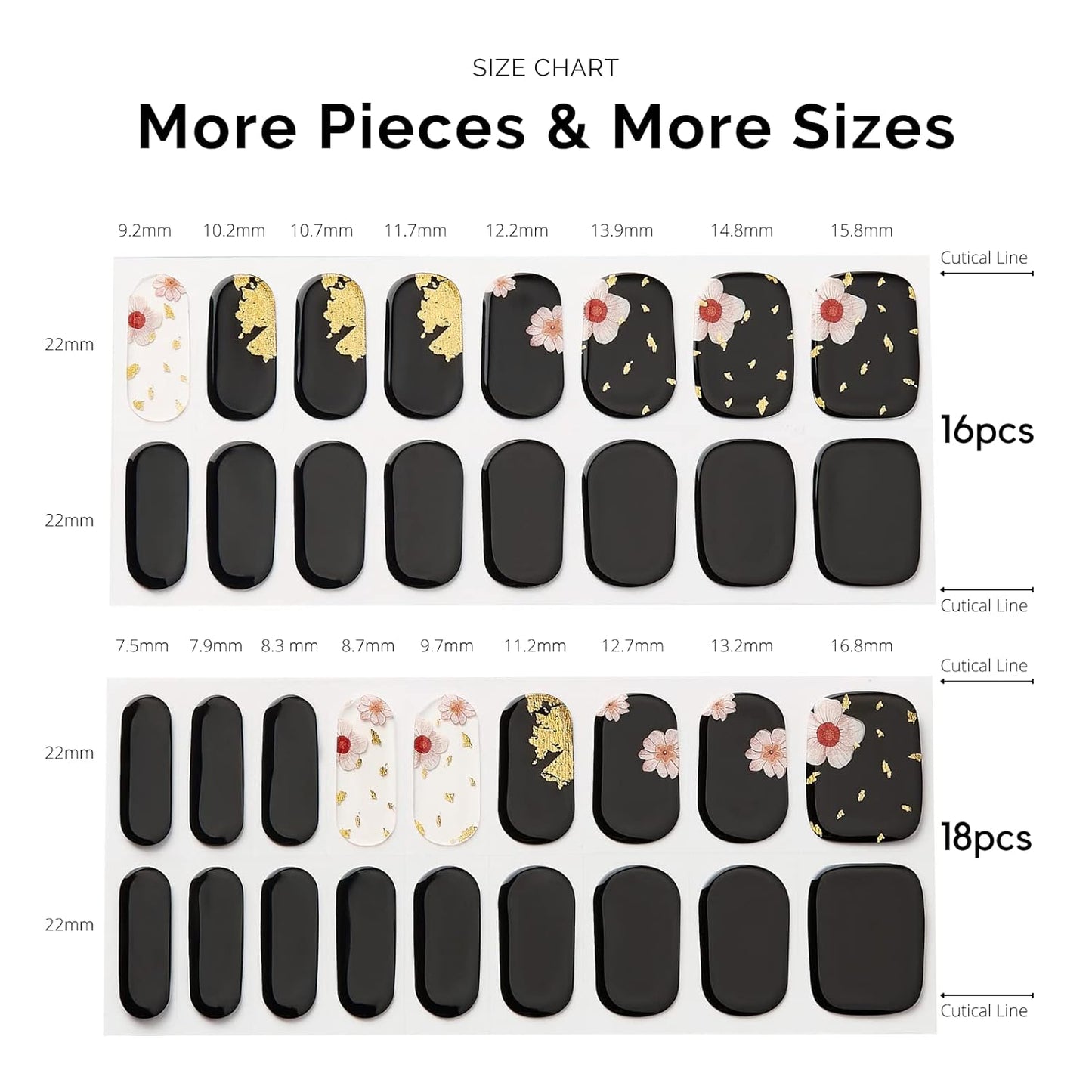 NAILOG Semi Cured Gel Nail Strips, 34 pcs Salon-Quality Gel Nail Stickers, Long Lasting Nail Wraps for Women with Soft Gel Finish | Geisha