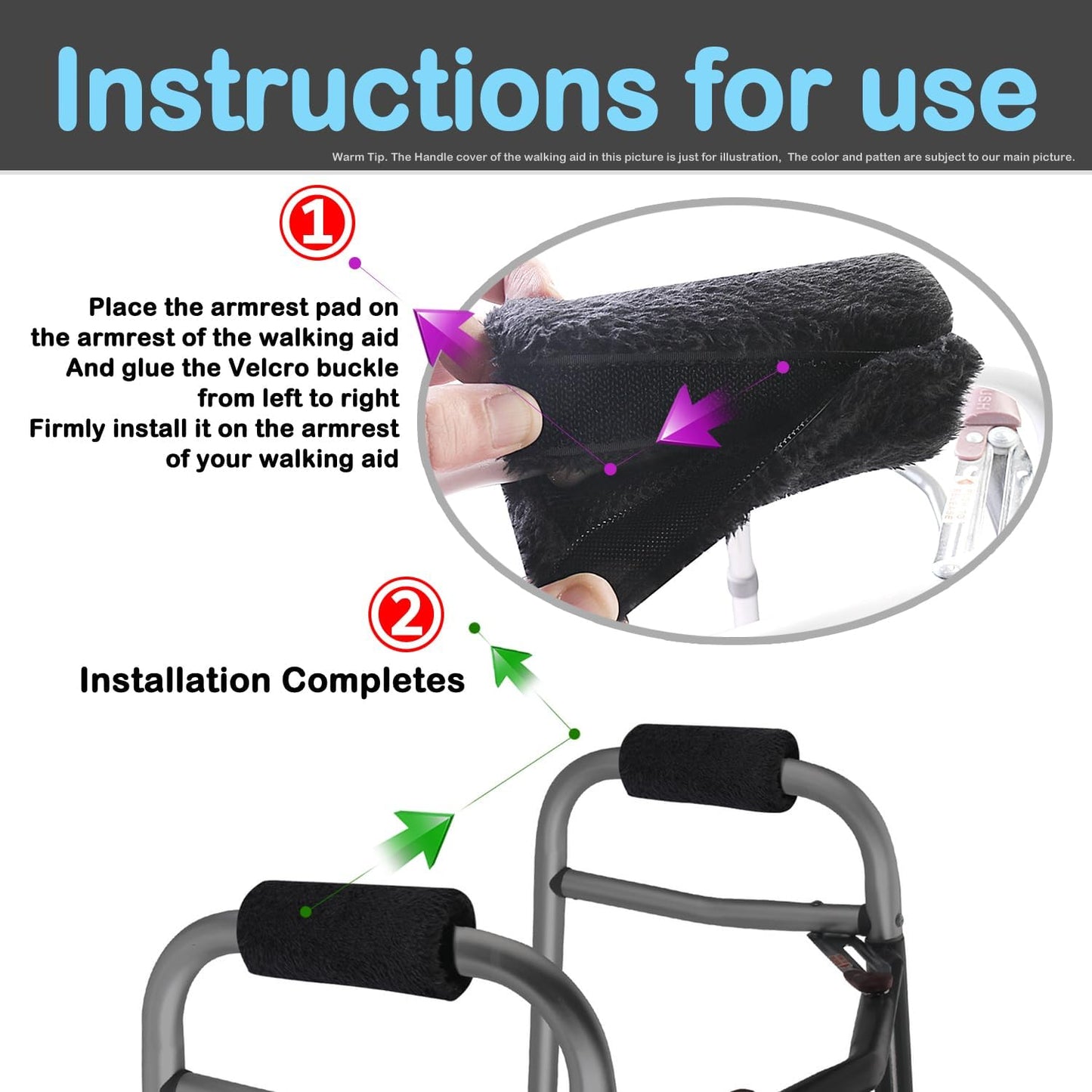 Walker Handle Pads Walker Handle Cushions Walker Padded Hand Grip Covers Mobility Aid (WH2506B)