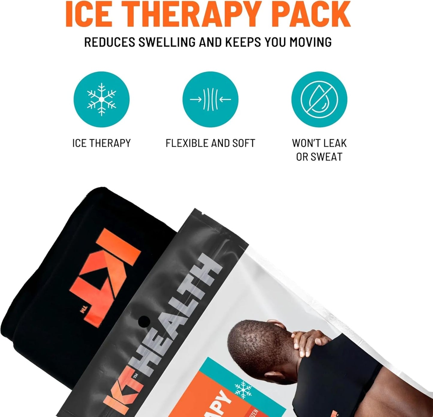 KT Health, Ice Therapy Pack, 8" x 14", Flexible and Comfortable Cooling