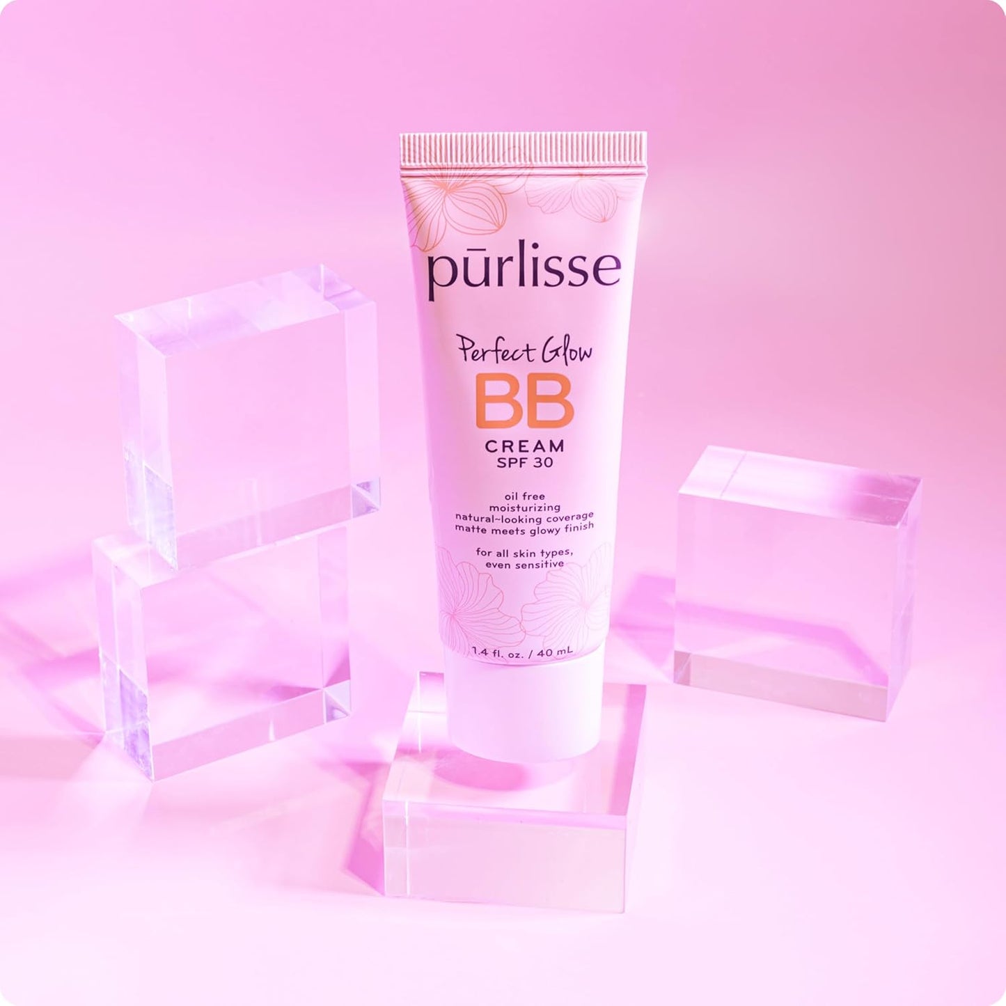 pūrlisse Perfect Glow BB Cream with SPF 30 - Matte Meets Dewy Finish - Enriched with Goji & Hawthorn Berry to Help Improve Skin Texture & Radiance - Medium Tan (1.4 oz)