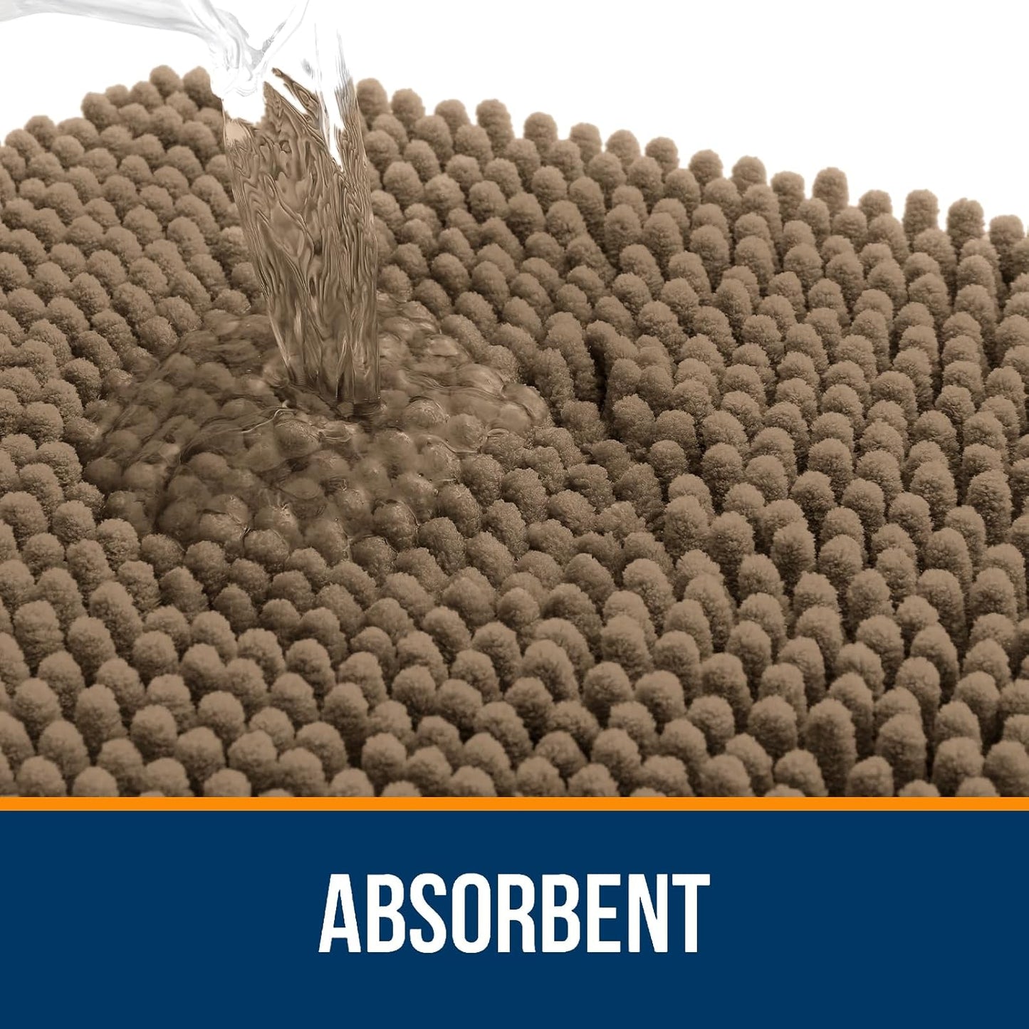 OLANLY Bathroom Rugs 47x17, Extra Soft Absorbent Chenille Bath Rugs, Rubber Backing Quick Dry, Machine Washable Bath Mats for Bathroom Floor, Tub and Shower, Home Decor Accessories, Tan