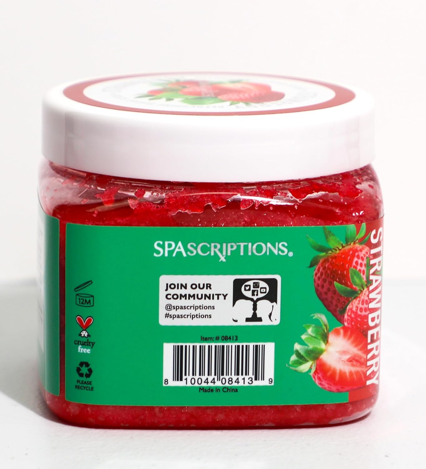 Spascriptions Strawberry Refreshing Sugar Body Scrub with Pink Sugar & Vitamins A, C, E, 21 oz to Stimulate, Exfoliate, Hydrate