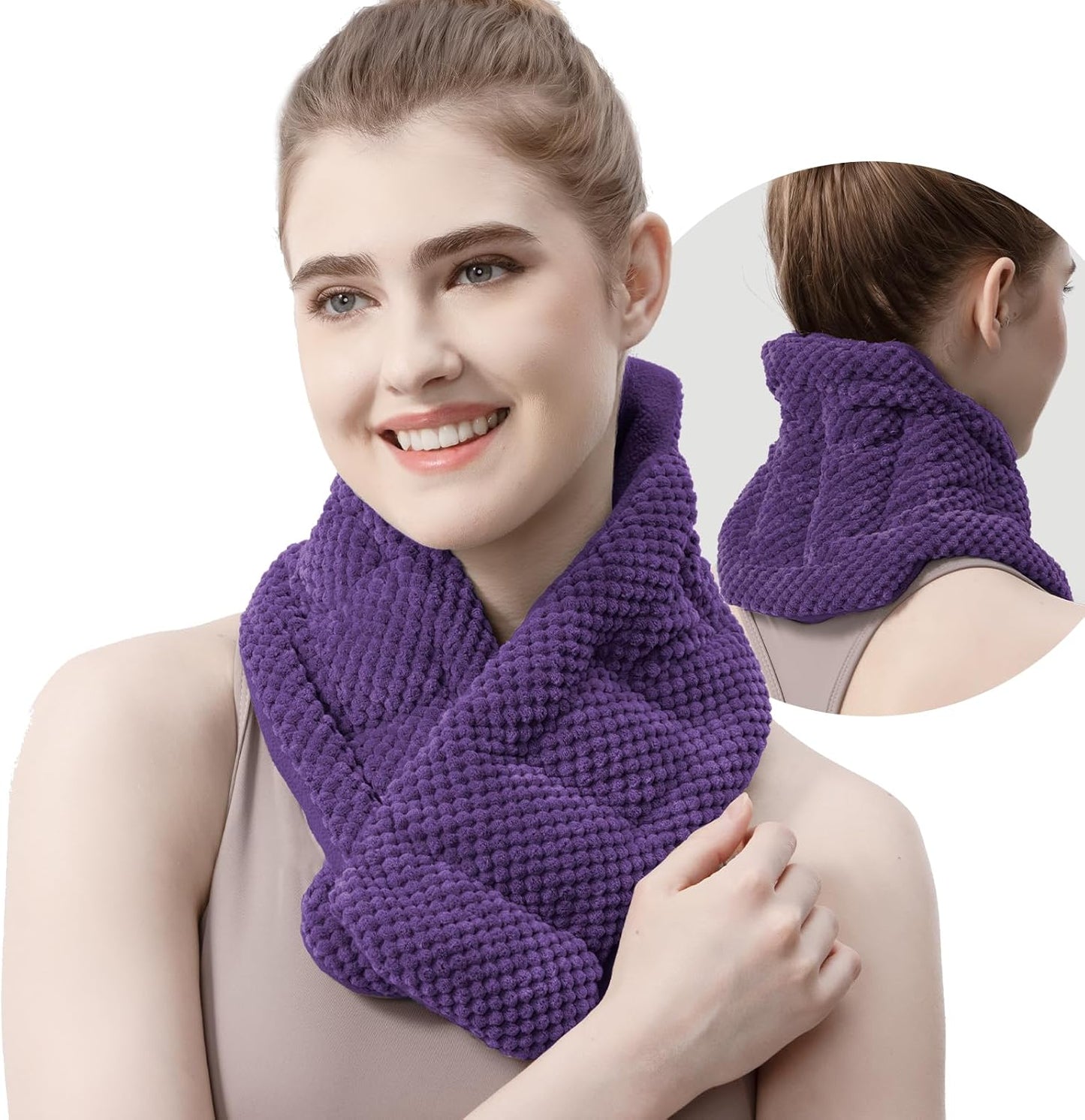 uncn Microwavable Heating Pads for Neck and Shoulders Pain Relief Microwave Heat Pack Versatile Weighted Moist Heated Neck Wrap Reusable Herbal Nature Calming Beanbag Warm Compress 29X7 in 2.4Pounds