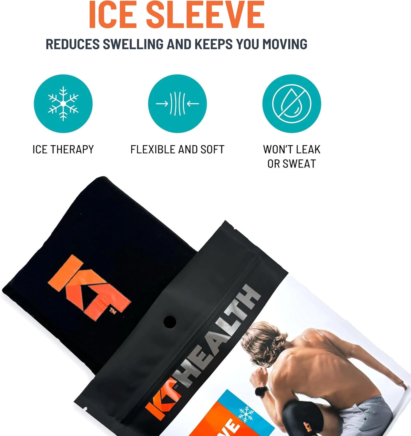 KT Health, Size M/L, Ice Sleeve and Universal Bag, Direct 360 Degree Cooling and Compression