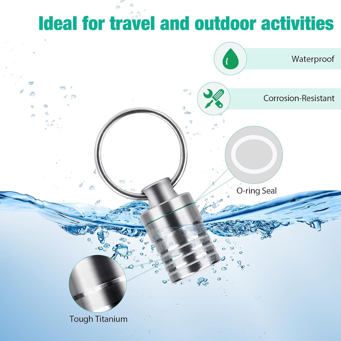 Micro Pill Holder with Keychain Necklace, Opret Titanium Pill Container for Travel Purse Pocket, Waterproof Pill Case for Emergency Aspirin & Nitroglycerin, Pill Necklace for Women and Men