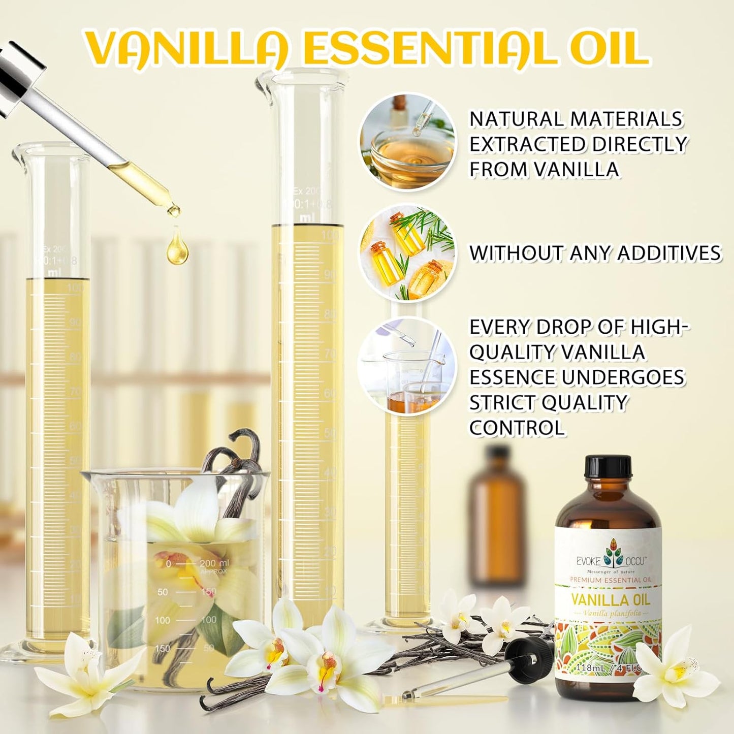 EVOKE OCCU Vanilla Essential Oil for Relaxation in The Home Office Living Room, Add to Diffuser Candle Soap - 4 Fl Oz