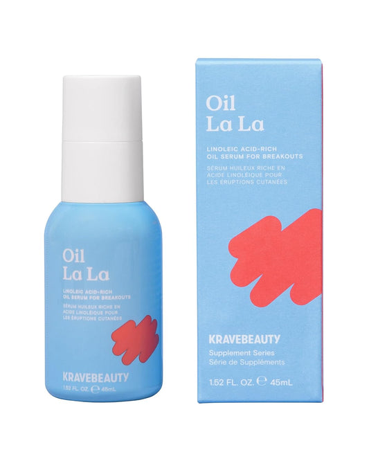 KraveBeauty Oil La La, Linoleic Acid-Rich Oil Serum For Breakouts & Clogged Pores, Contains Non-Comedogenic Oils, Improves Dark Spots & Scars, Vegan & Cruelty Free, 1.52 fl oz