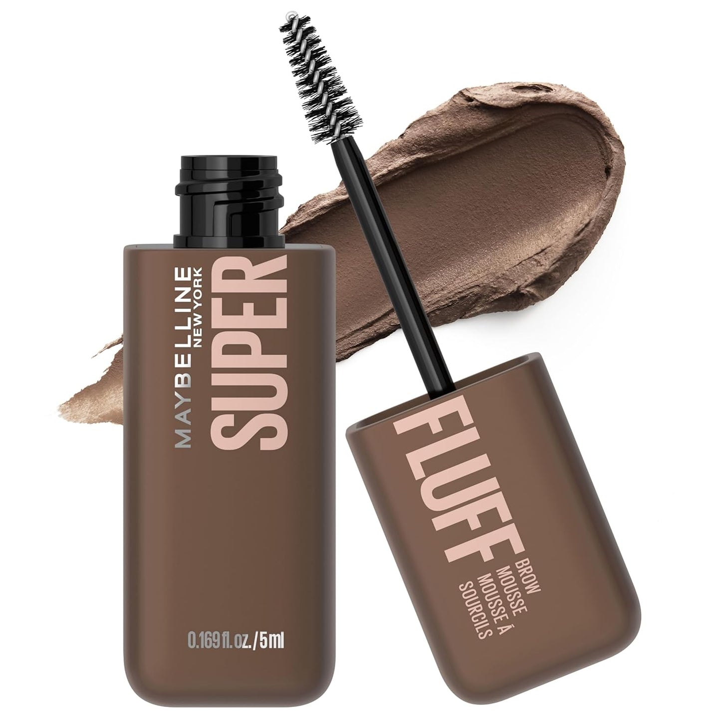 Maybelline Superfluff Volumizing Brow Mousse, All Day Tinted Brow Gel For Soft Full Brows, Medium Brown, 1 Count