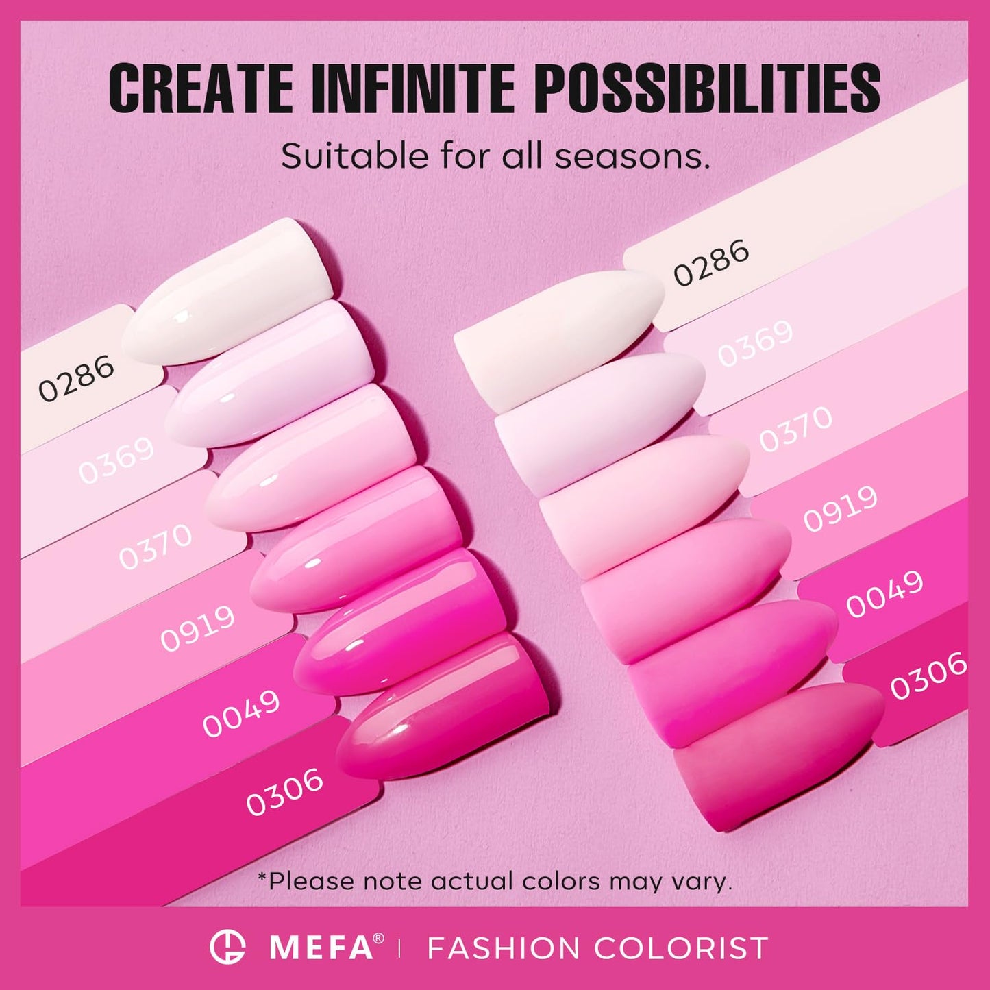 MEFA Pink Gel Nail Polish Set 6 Colors, Hot Pink Shades Spring Neon Light Bright Magenta Electric Tones Craze Nail Art Design at Home DIY Decorations Manicure Kit Gifts for Women