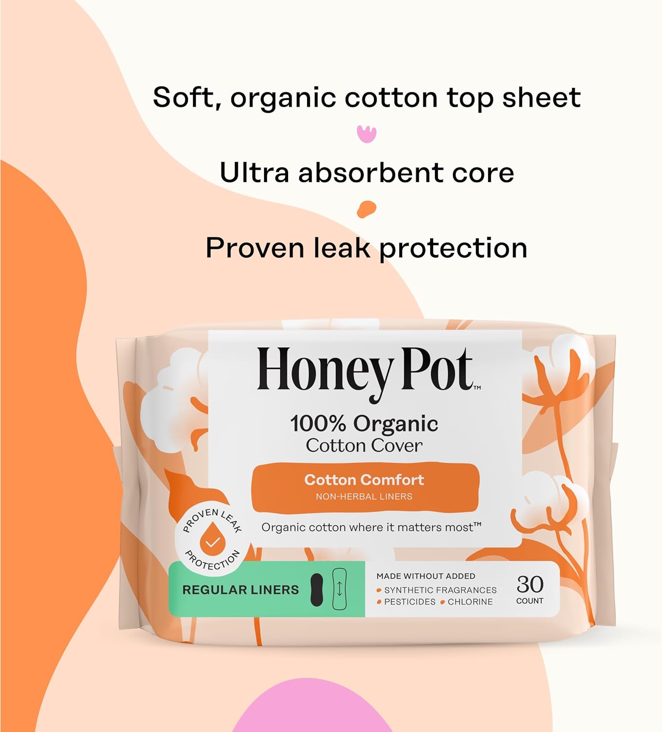 The Honey Pot Company - 120ct - Non-Herbal Everyday Panty Liners for Women - Organic Cotton Cover & Ultra-Absorbent Pulp Core - Sanitary Pads - Feminine Care