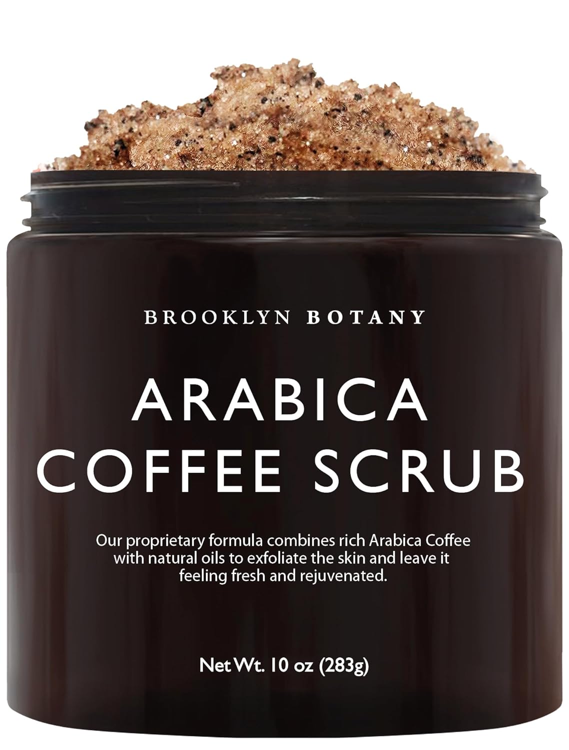 Brooklyn Botany Arabica Coffee Body Scrub - Moisturizing and Exfoliating for Body, Face, Hand, Foot - Fights Stretch Marks, Fine Lines, Wrinkles - Great Gifts for Women & Men - 10 oz