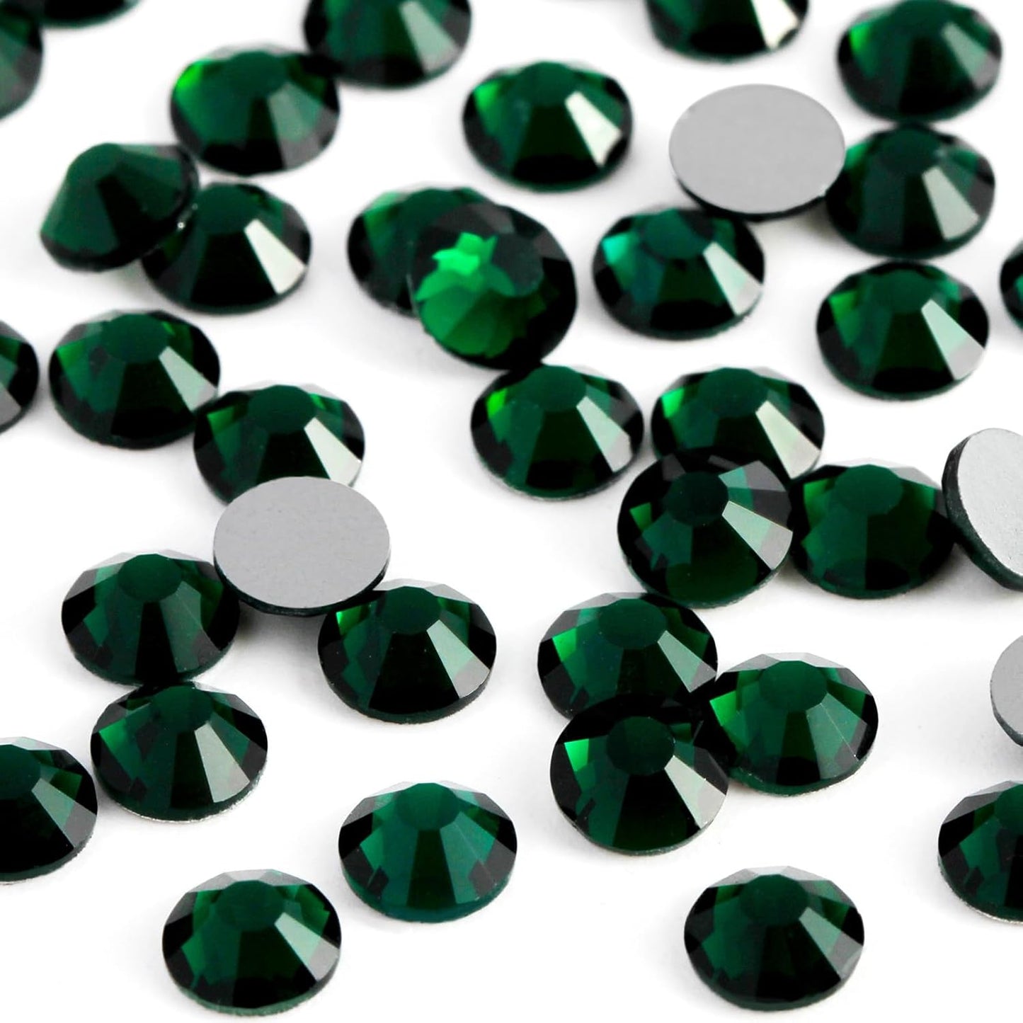2000PCS SS20 Flatback Rhinestones | 12-Facet Diamond-Cut Glass Gems for Nail Art, Clothing, DIY Crafts |Glue-On Decoration Stones with Silver Backing(Emerald)