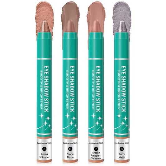 4Pcs Eyeshadow Stick, Eye Brightener Stick, Shimmer Creamy Eye Shadow Makeup, Waterproof Long Lasting Glitter Highlighter Eye Liner Pencil (4PCS B)