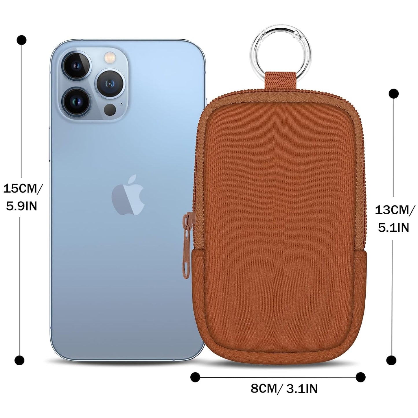 Hand Sanitizer Spray Case, Hand Sanitizer Holder Zippered Pouch, Cute Fashion Accessory with Snap Hook for Glow Mist and Power Mist 1FL OZ, Caramel