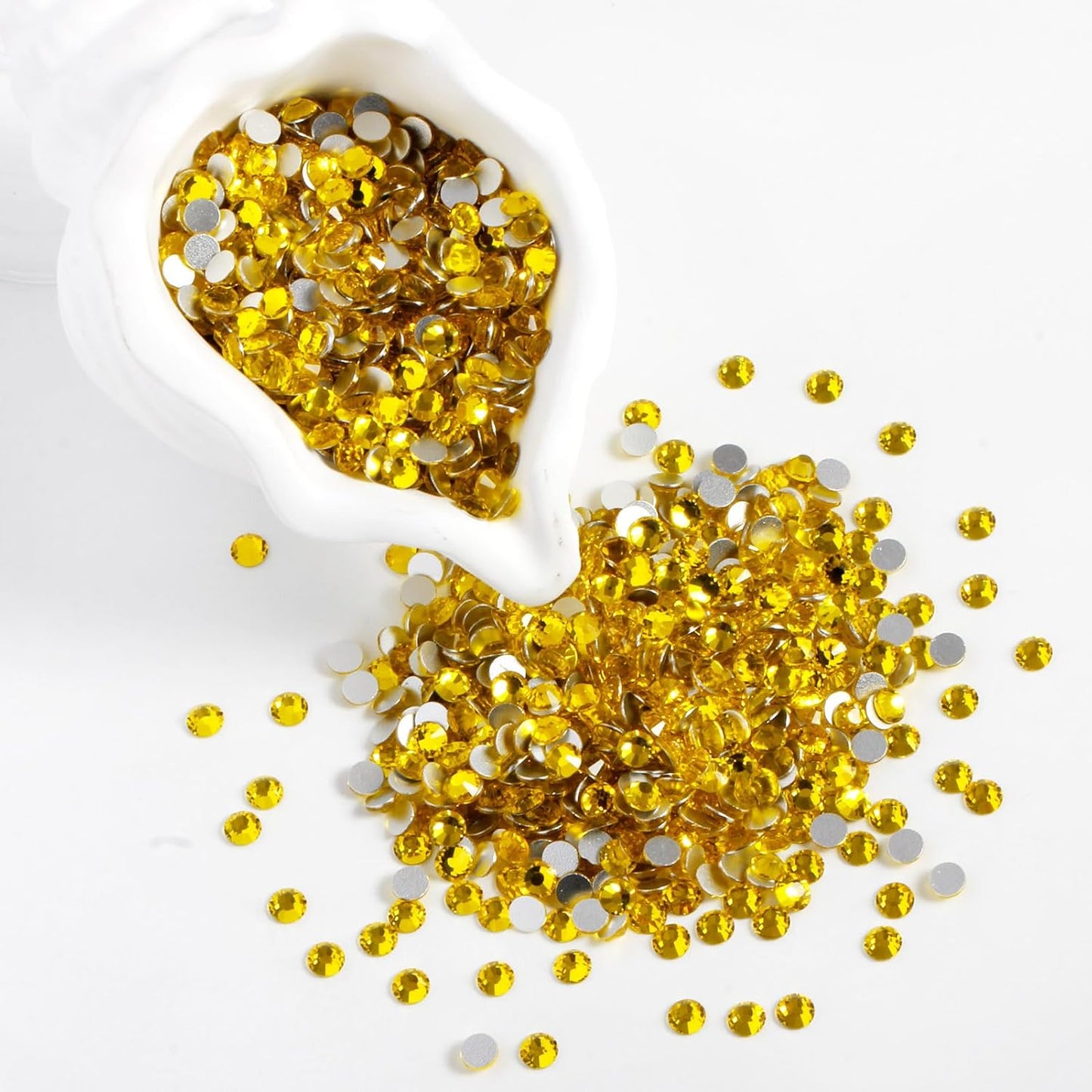 400PCS SS30 Flatback Rhinestones | 12-Facet Diamond-Cut Glass Gems for Nail Art, Clothing, DIY Crafts |Glue-On Decoration Stones with Silver Backing(Citrine)