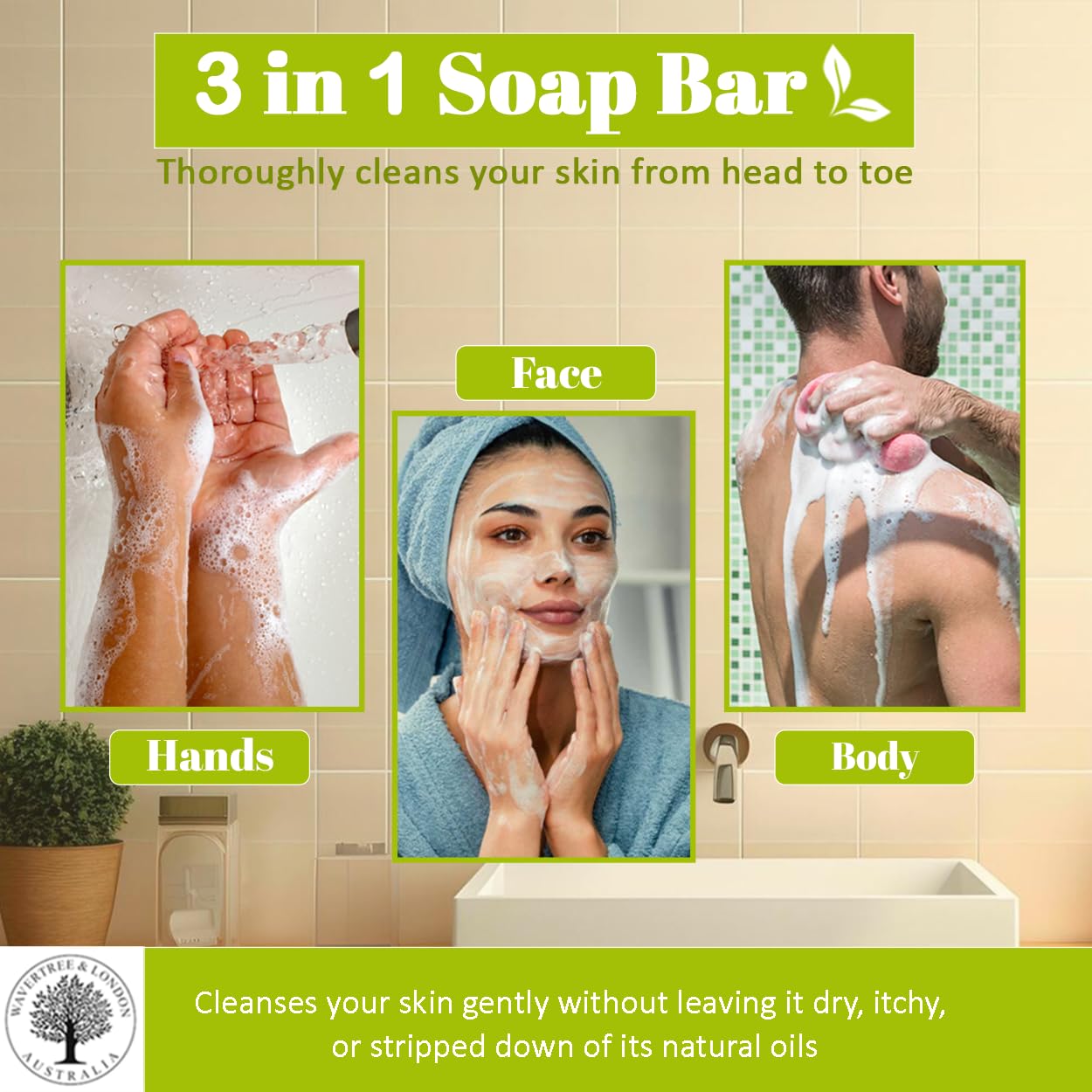 Wavertree & London Basil, Lime & Mandarin Scented Natural Soap (8 Bars), 7oz Moisturizing French Triple Milled Soap Bars enriched with shea butter - Pure Plant Oil Bath & Body Bars for All Skin Types