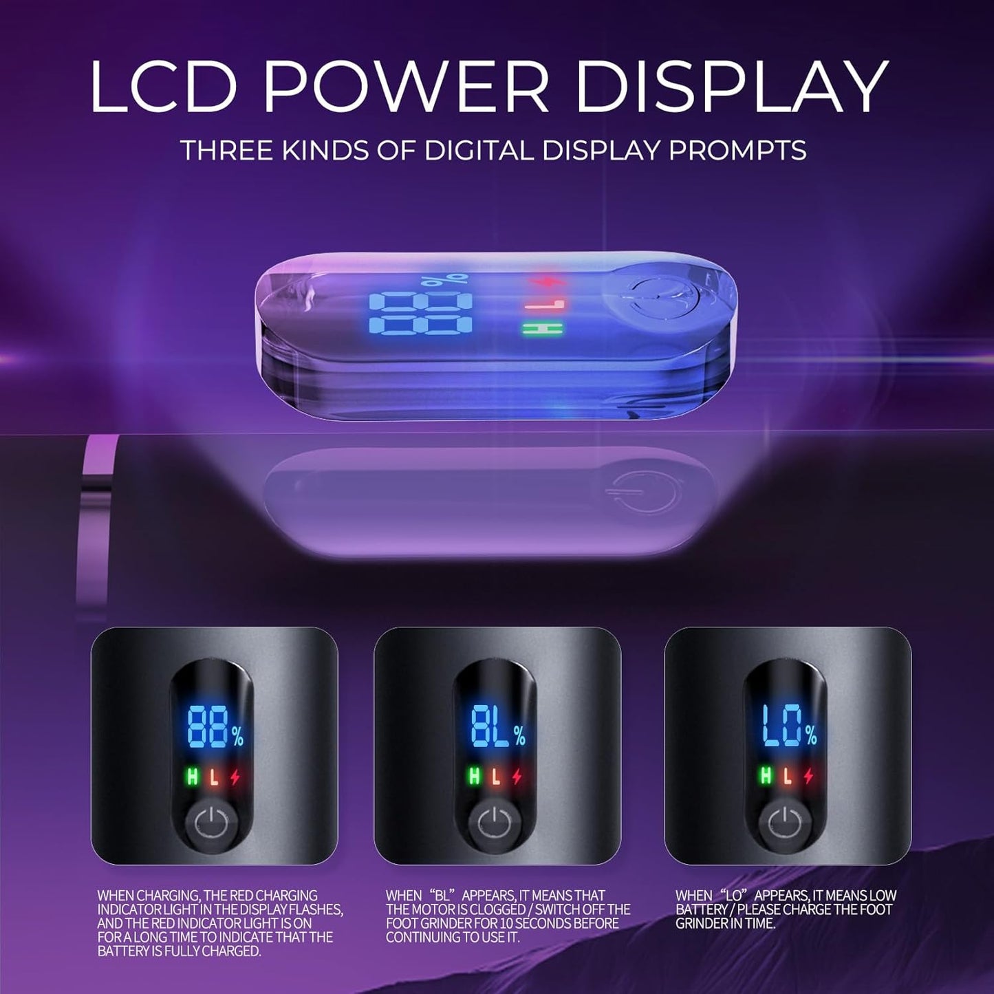 krofaue Rechargeable Electric Callus Remover for Feet - 2 Speed Electric Foot File with 30 Replaceable Sandpaper, Wireless Pedicure Tool for Dead Skin & Heel Callus