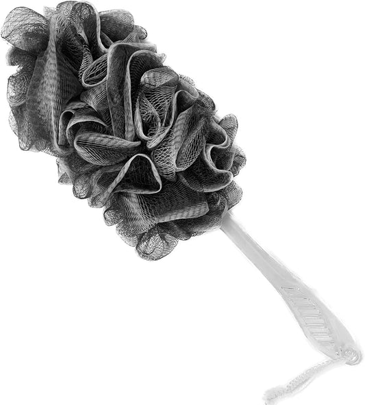 PPHAO - Black Loofah - Charcoal Loofah on a Stick - Back Bath Brush Long Handle - Back Loofah for Shower for Men and Women - Loofah Sponge - 1Pack
