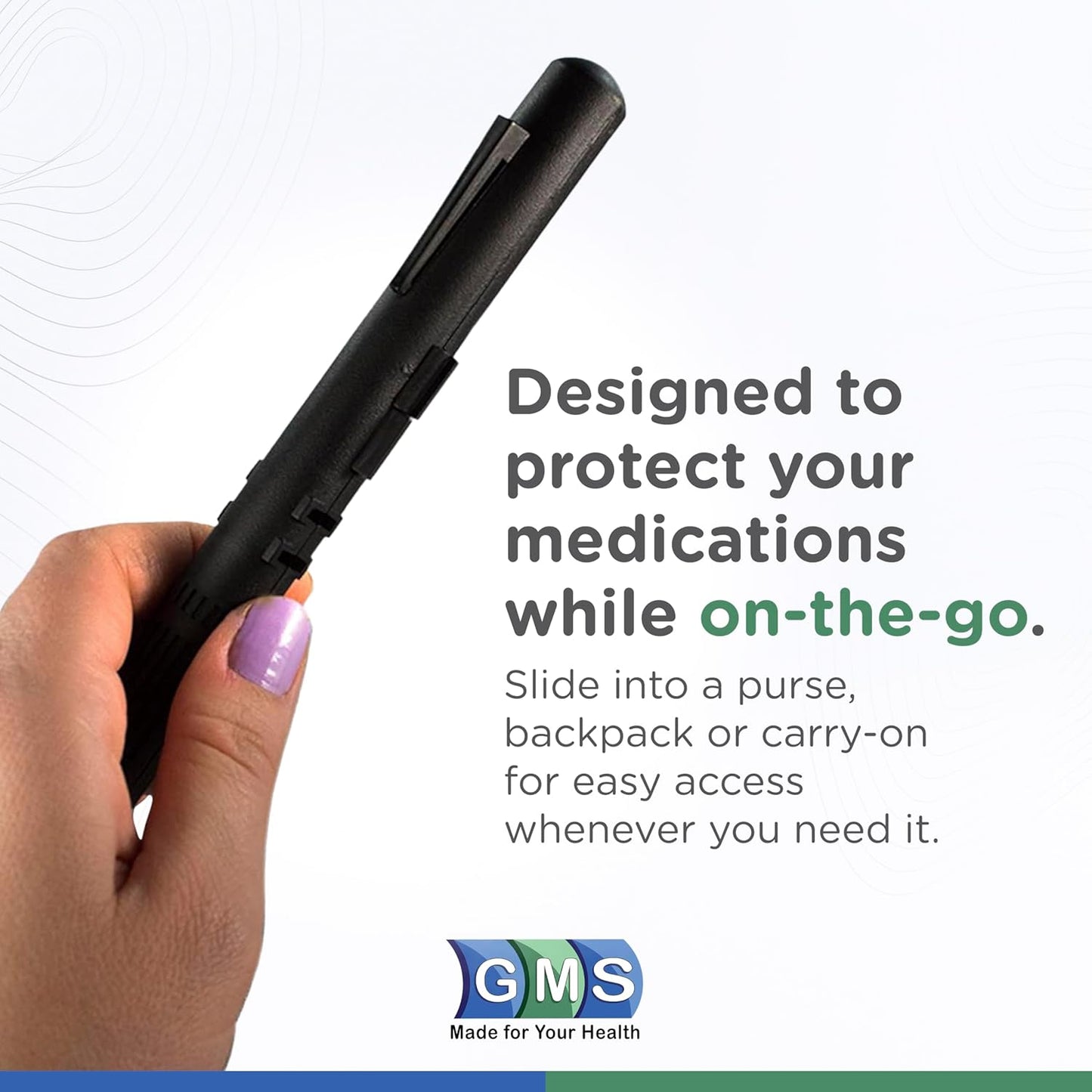 GMS 60 Unit Syringe Case - Holds New, Prefilled & Used Syringes with Needles - Small & Discreet - Ideal for Travel - Sharps Container - 2 Pack - Black and Clear