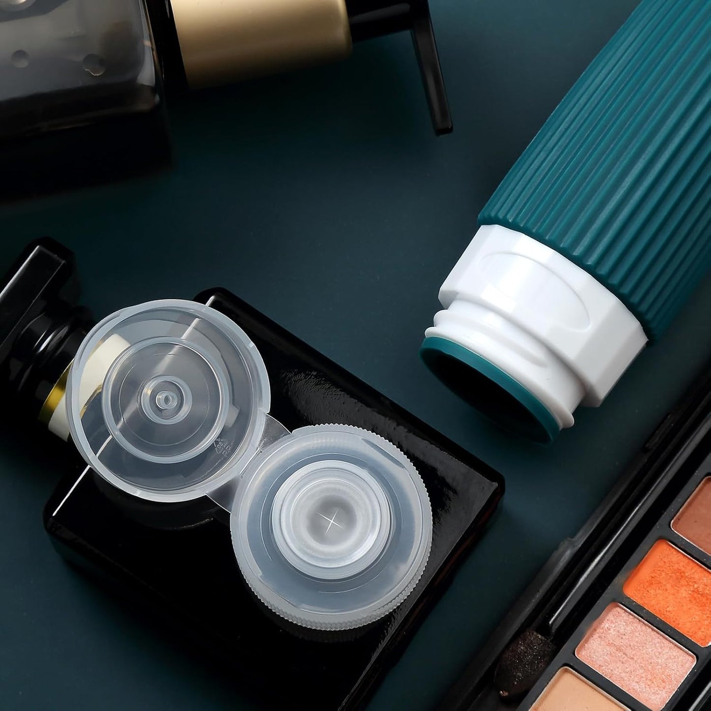 Travel Bottles for Toiletries, Tsa Approved 2oz Travel Bottles, BPA Free Leak Proof Travel Size Toiletry Containers, Refillable Travel Accessories with Toiletry Bag for Shampoo Liquid (4 Pack)