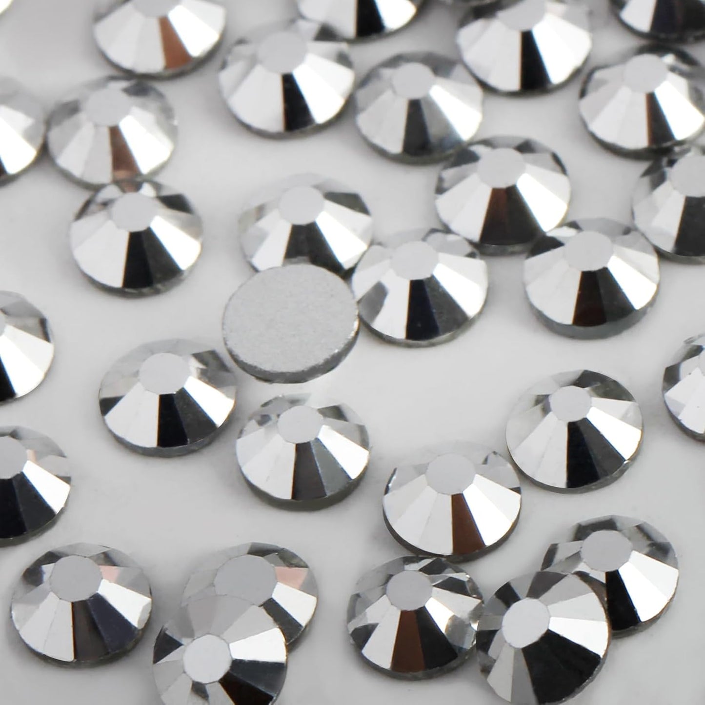 2000 PCS SS12 Flatback Rhinestones,12-Facet Diamond-Cut Glass Gems for Nail Art,Clothing,DIY Crafts,Glue-On Decoration Stones with Silver Backing,Silver Hematite