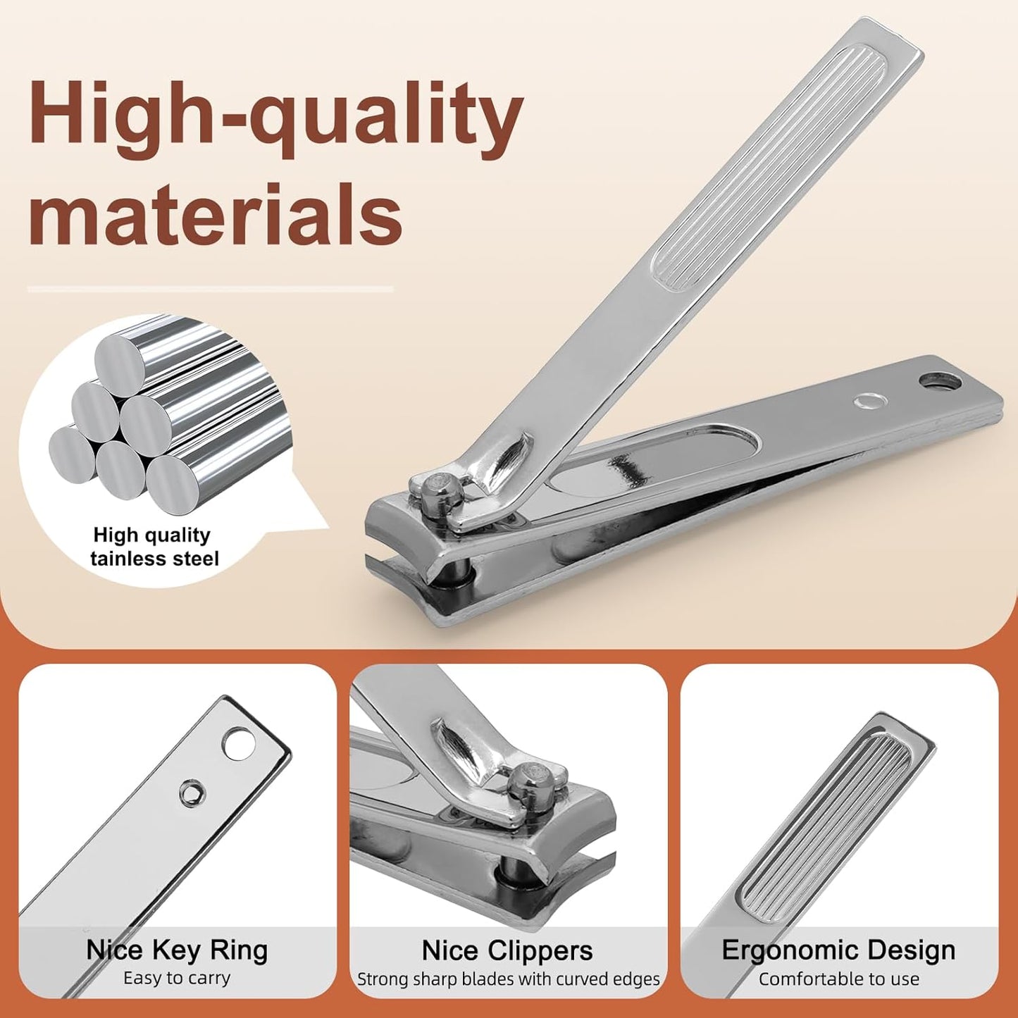 Premium Stainless Steel Nail Clippers Set - Travel Grooming Kit, 6pc Manicure/Pedicure Tools with PU Case - Unisex Gift for Men and Women(D-PinkA)