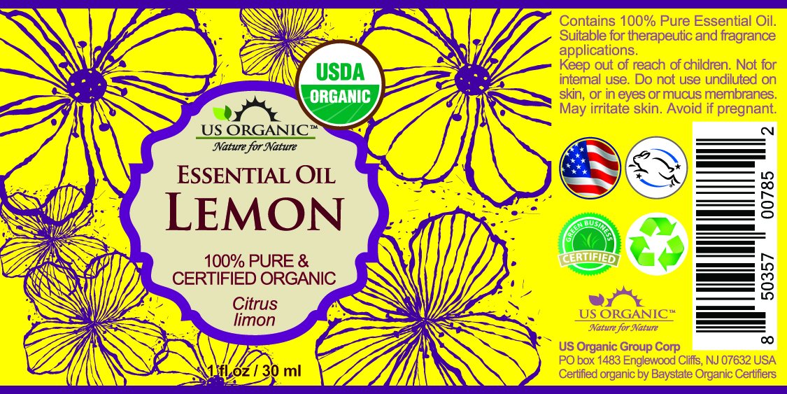US Organic 100% Pure Lemon Essential Oil - USDA Certified Organic, Cold Pressed - W/Euro droppers (More Size Variations Available) (30 ml)