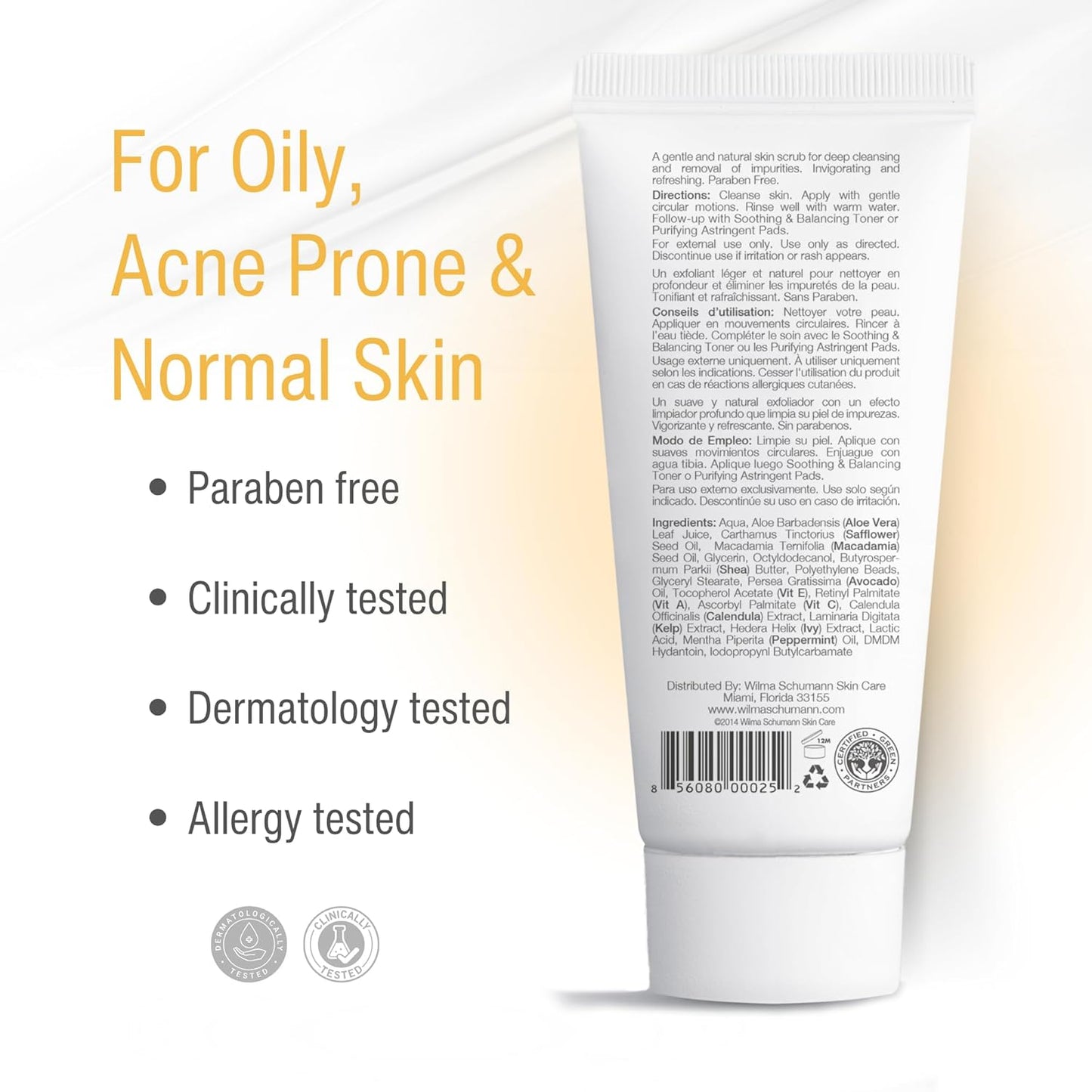 Gentle Skin Scrub, Natural Face Scrub, Face Exfoliant, 3.5 oz