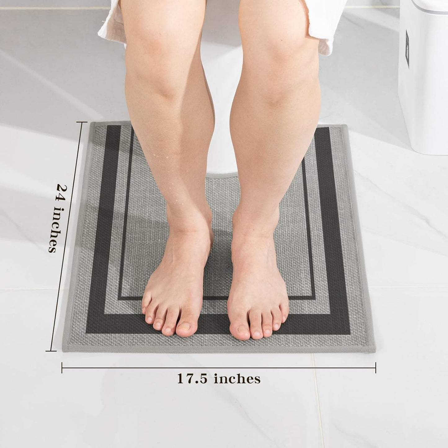 chakme Bathroom Rugs Mat U-Shaped 24x17, Ultra Thin Non Slip Bath Mat Small Quick Dry Absorbent Bath Mat for Bathroom Floor, (Dark Grey, U-24"x17")