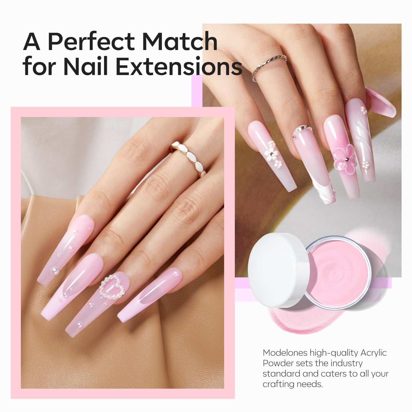 Modelones Acrylic Powder, 4.23oz Upgraded Medium Pink Nail Acrylic Powder for Nail Art 3D Carving French Nails Extensions, Non-Yellowing, Gifts for Women