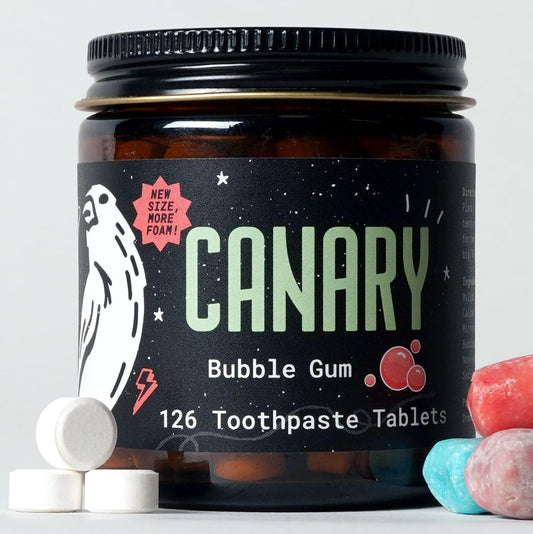 Canary Nano Hydroxyapatite Toothpaste Tablets Bubble Gum - Remineralizing, Fluoride Free, All Natural Tabs with Xylitol - Great for Kids, Plastic Free - 126 Count