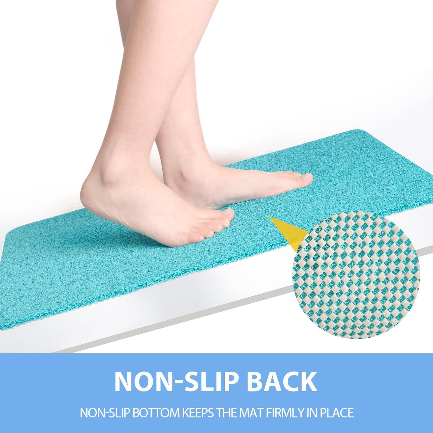 Non-Slip Bathtub Mat, Anti Slip Shower Mat, Fast Drying Bathtub Mats, Foot Scrubber Mat, Anti Slip Mat for Tub, Floor, Bathroom, Kitchen, Home, Hotel (Turquoise Blue 24"×24")