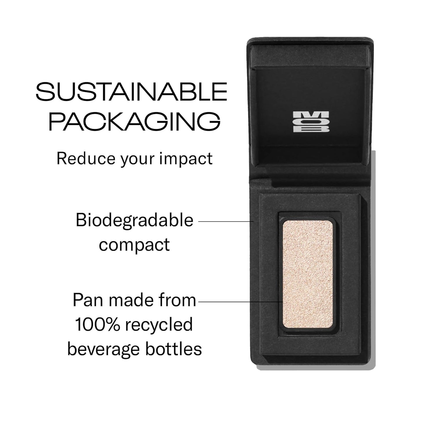 MOB Beauty Cream Clay Eyeshadow M145 – Champagne Shimmer | Skincare-Infused, Vegan, Blendable Cream-to-Velvet Finish, Buildable Pigment, Clean Eyeshadow in Sustainable, Biodegradable Compact