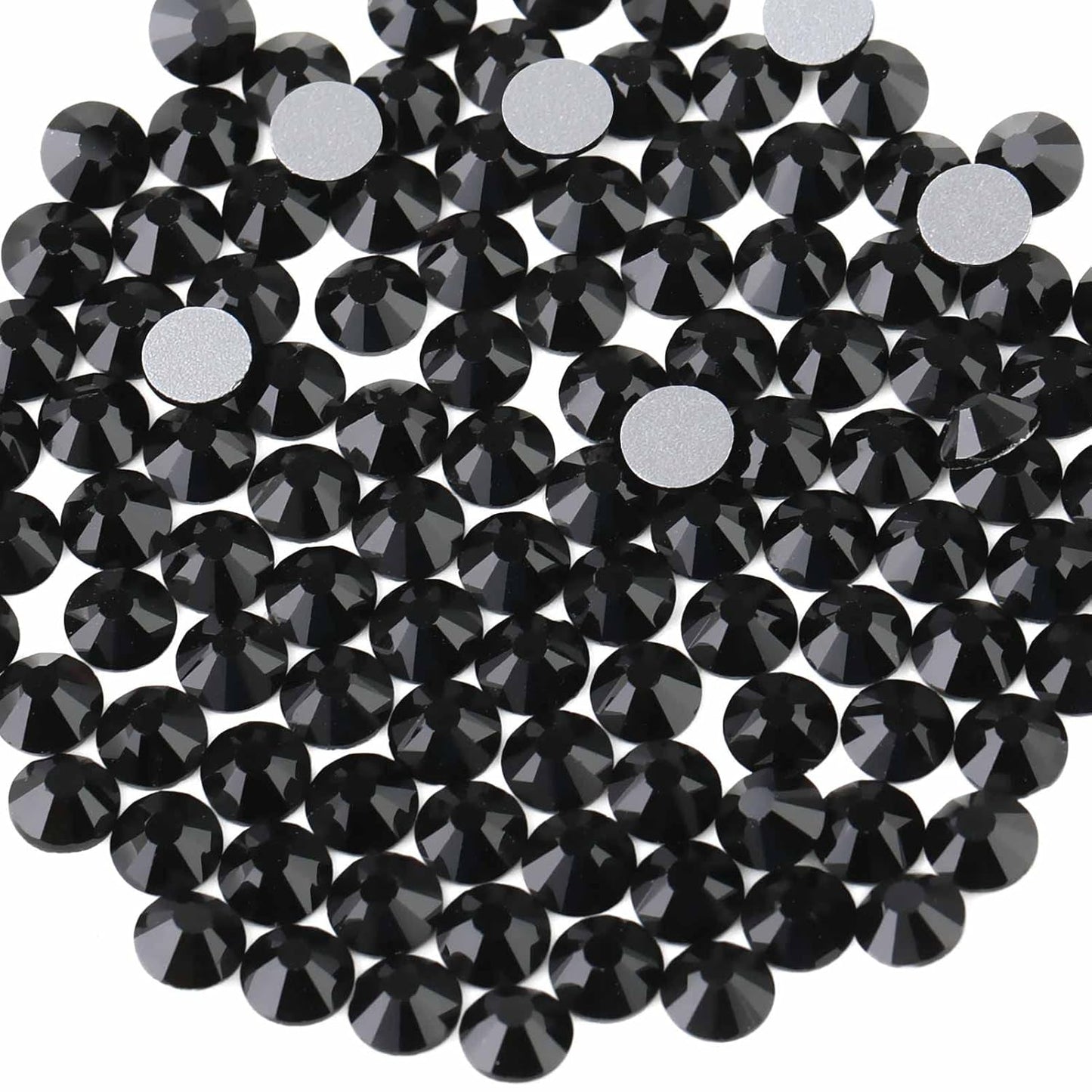 Beadsland 2880pcs Flat Back Crystal Rhinestones Round Gems for Nail Art and Craft Glue Fix,Black,SS4,1.5-1.7mm
