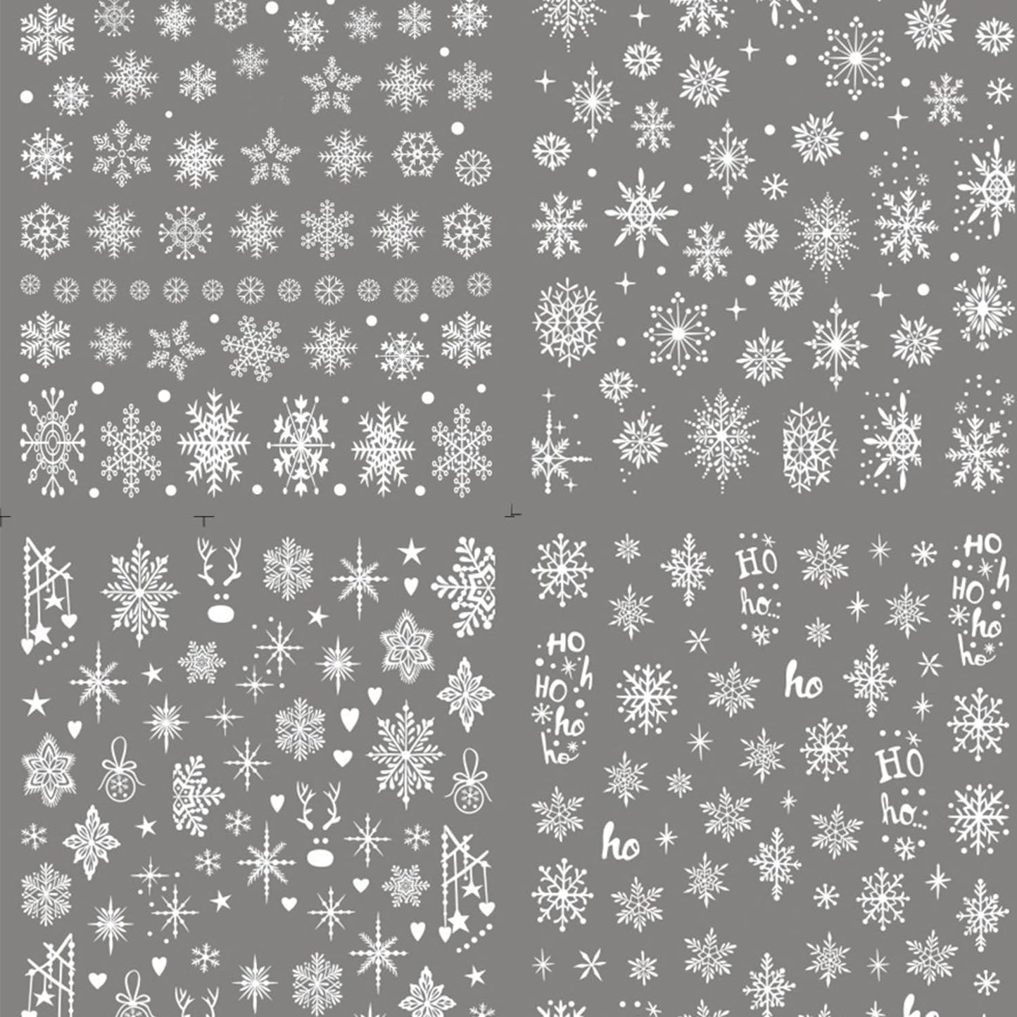 HNUIX Nail Stickers - 3D Snowflake, Self Adhesive Nail Decals, Multi Pattern, 8 Sheets, for Nail Art