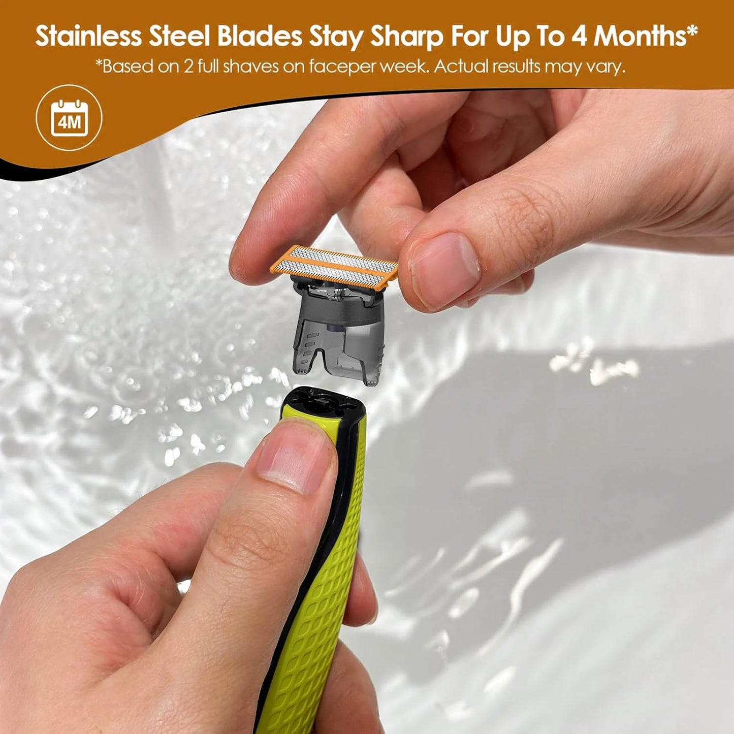 4-Pack Replacement Blades & 3 Guide Combs, Compatible with QP Series Handles (QP210/80, QP2520, QP2630, QP2834, QP6510/31), Dual-Sided Stainless Steel Trimmer Heads for Popular Hybrid Shavers