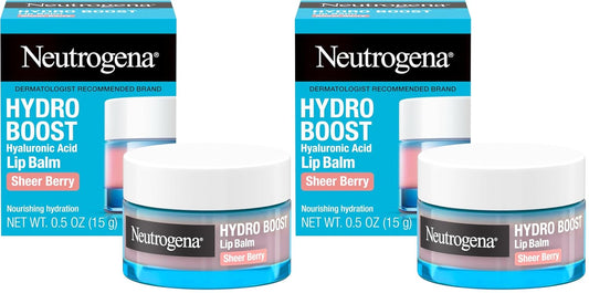 Neutrogena Hydro Boost Hyaluronic Acid Lip Balm, Nourishing Vitamin E Leaves Lips Feeling Hydrated, Sheer Pink Tinted Color with a Sweet Berry Flavor, Sheer Berry, 0.5 oz (Pack of 2)