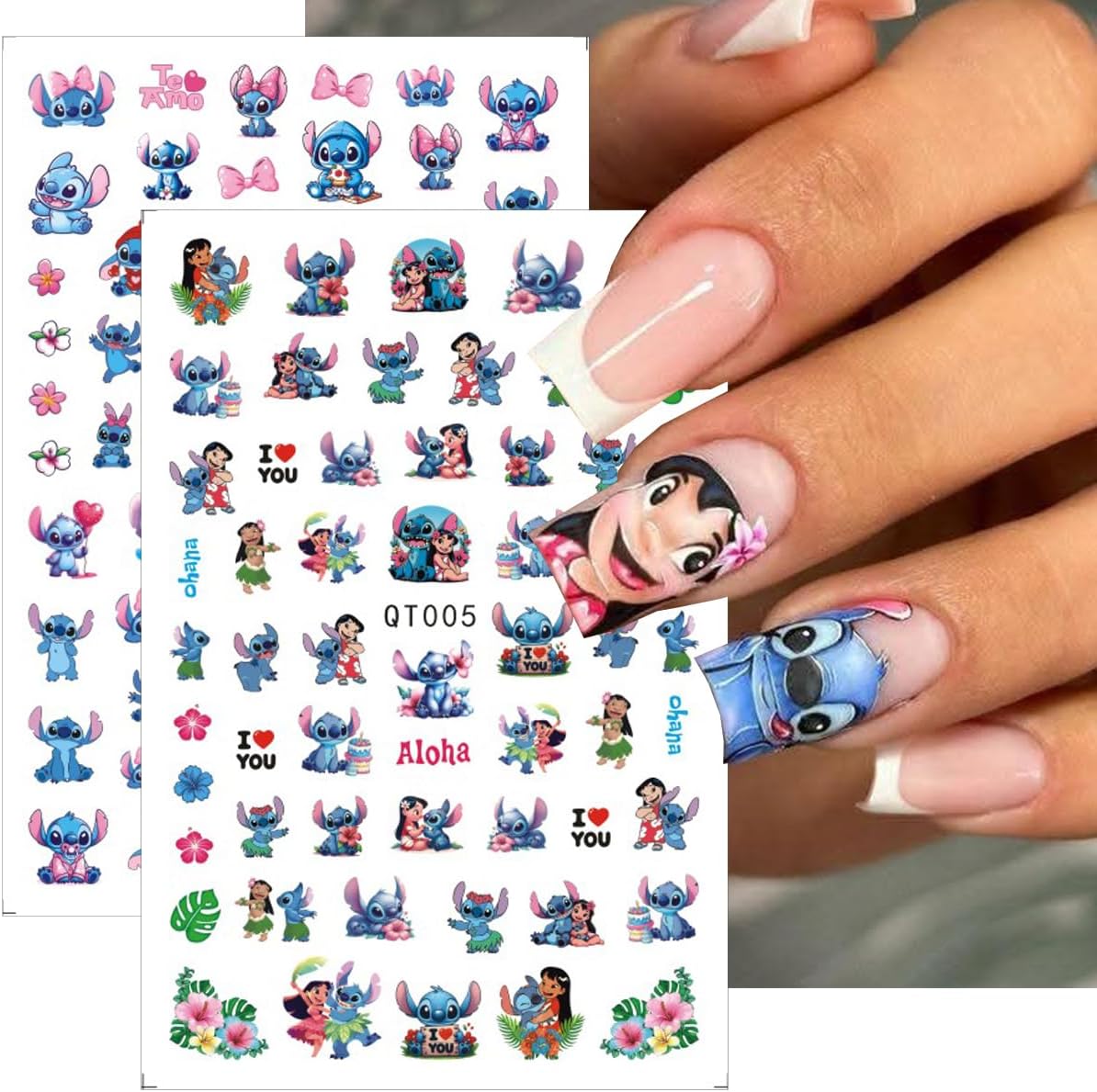 6 Sheets Cute Nail Art Stickers Self-Adhesive 3D Nail Sticker Cartoon Nail Decals Kawaii Party Favors Nails Decoration Gifts for Girls Women Nail Art Design Sticker