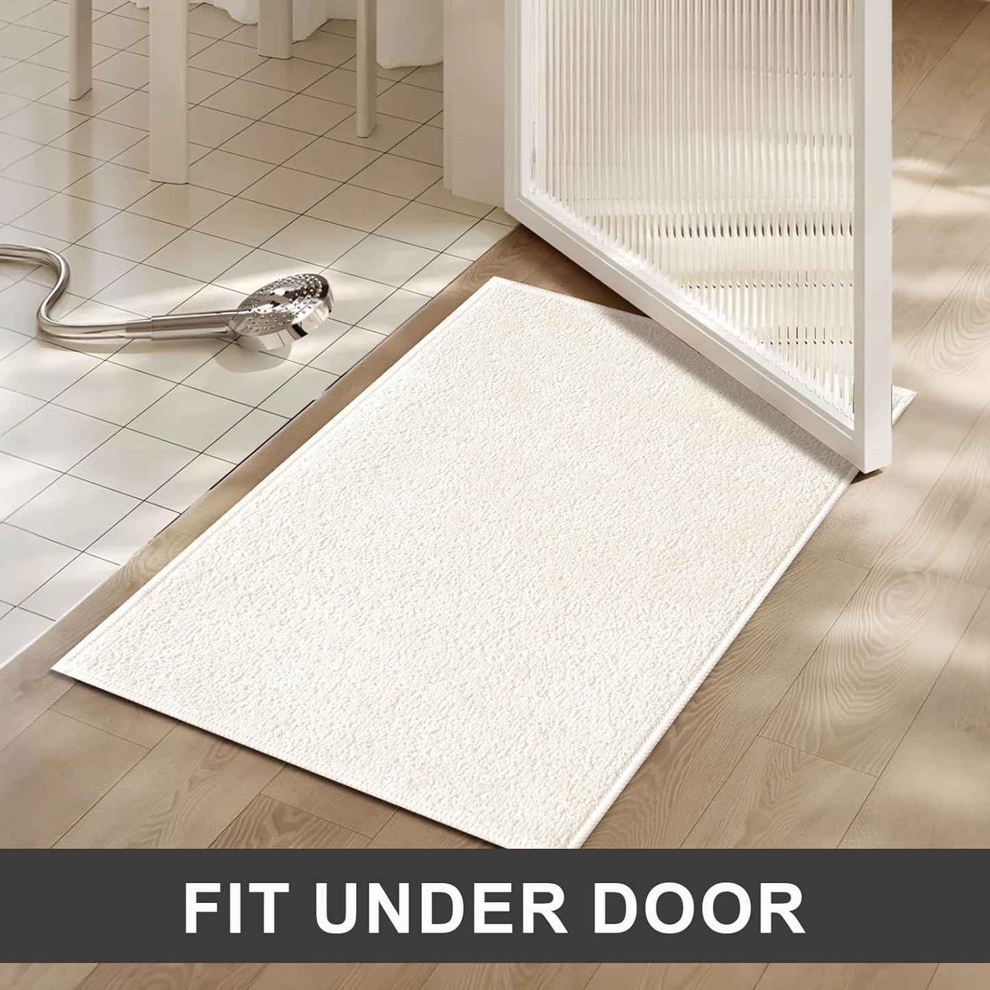 Bath Mat-Non-Slip Bathroom Floor Mats-Absorbent Quick Dry Low Pile Bathroom Rugs Fit Under Door-Bath Rug for Sink,Bathtub,Shower Room,24"×36",White