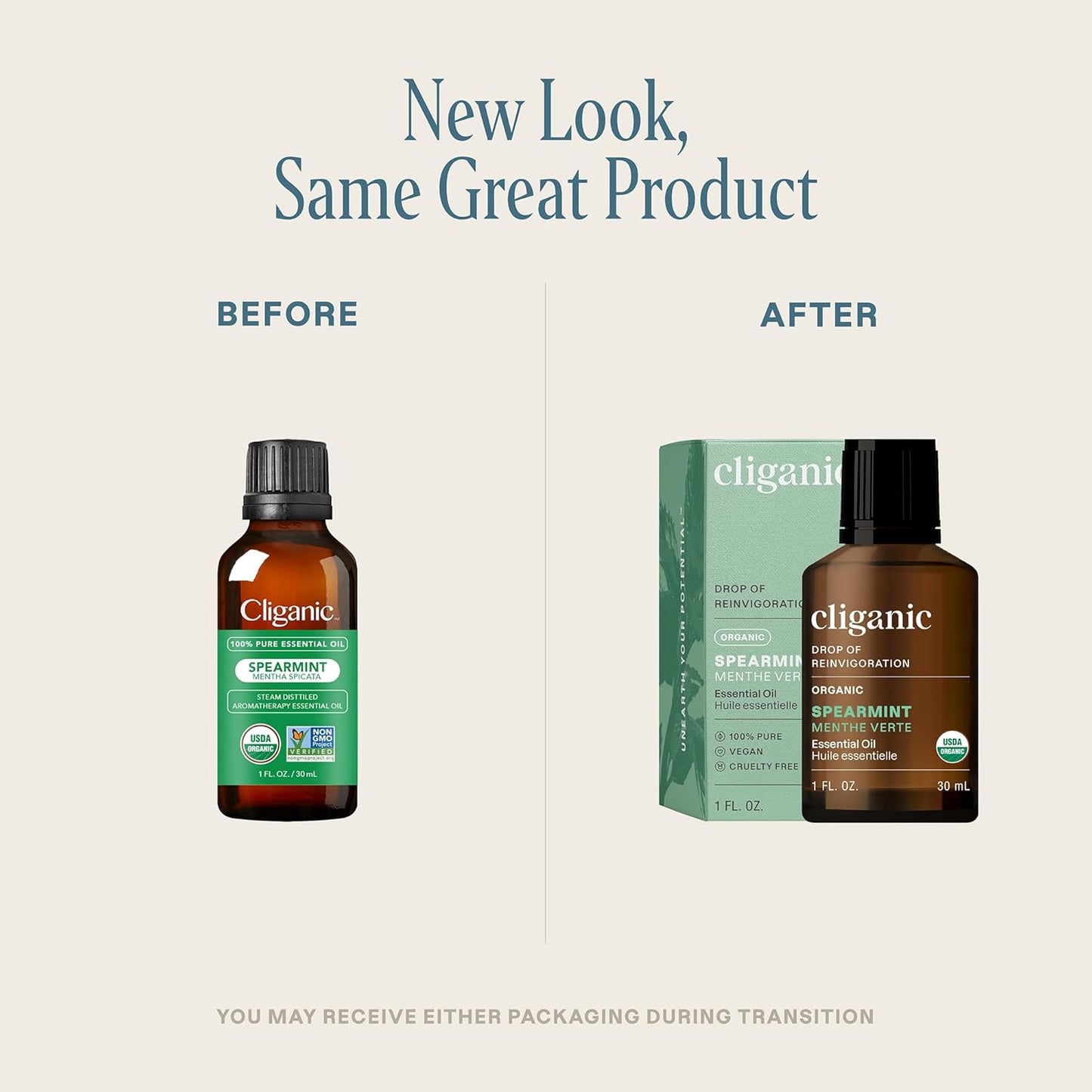 Cliganic Organic Spearmint Essential Oil, 1oz - 100% Pure Natural Undiluted, for Aromatherapy | Non-GMO