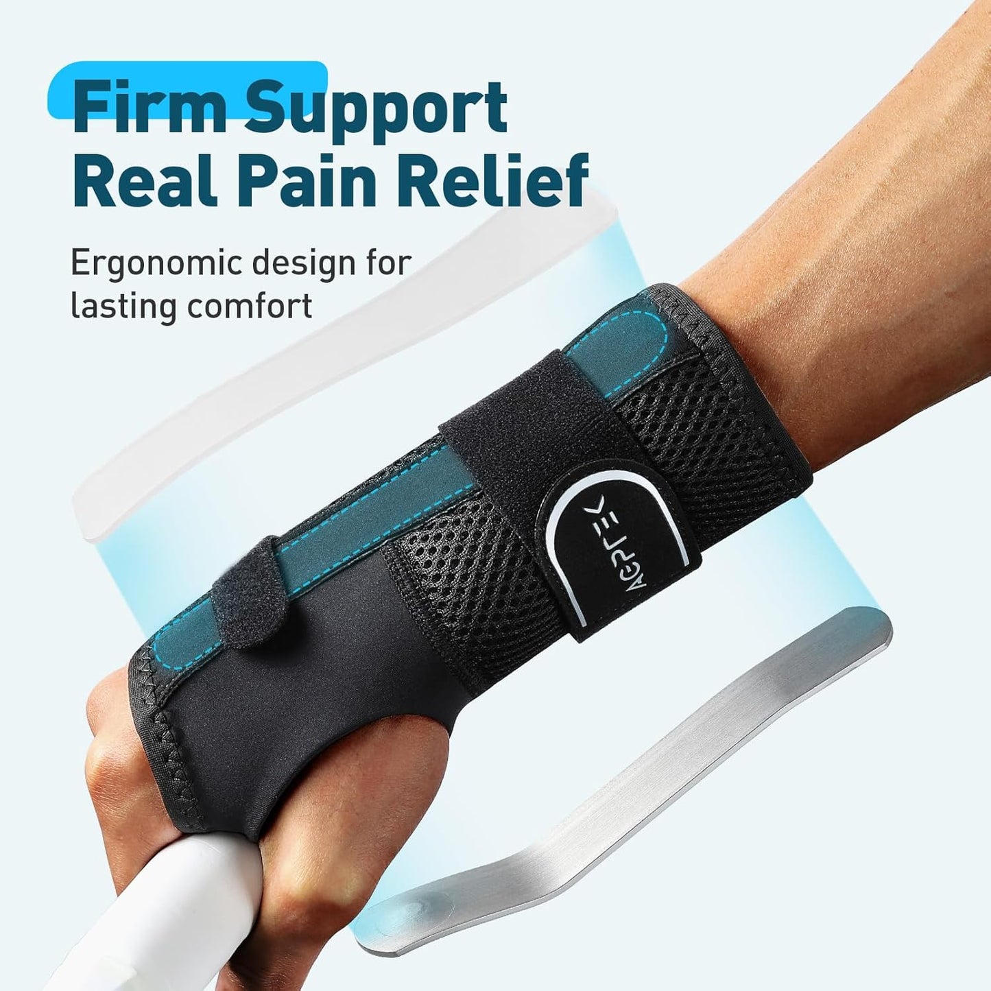 AGPTEK Carpal Tunnel Wrist Brace for Men Women, Night Sleeping Wrist Support with 2 Splints, Pain Relief Hand Brace for Arthritis Sprains Tendonitis, Adjustable Wrist Splint for Left Hand (L/XL, Black & White )