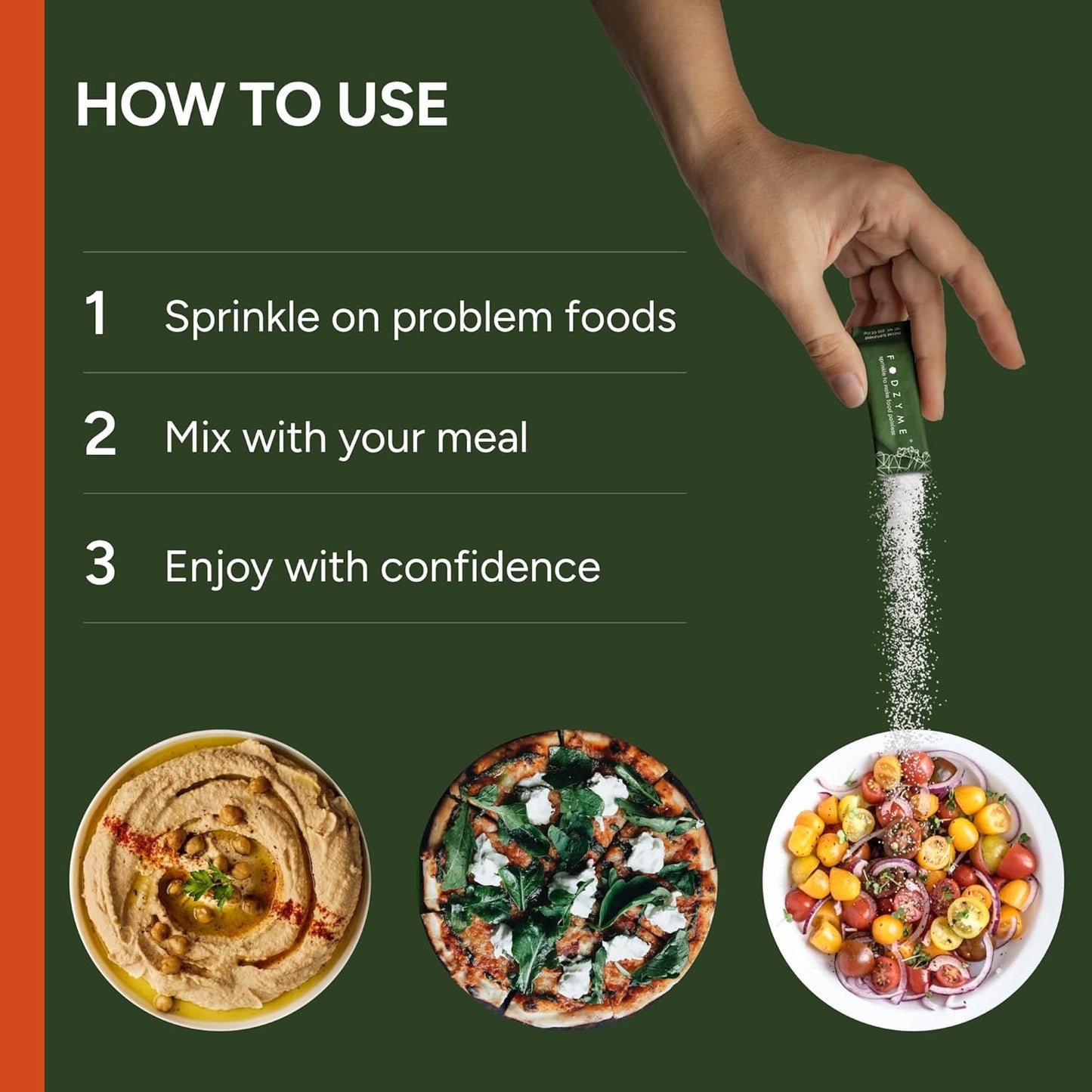 FODZYME® On-The-Go Digestive Enzymes for Gut Health, Relief for Bloating, Gas, Constipation, Diarrhea, Abdominal Pain, Low FODMAP, 30 Dose