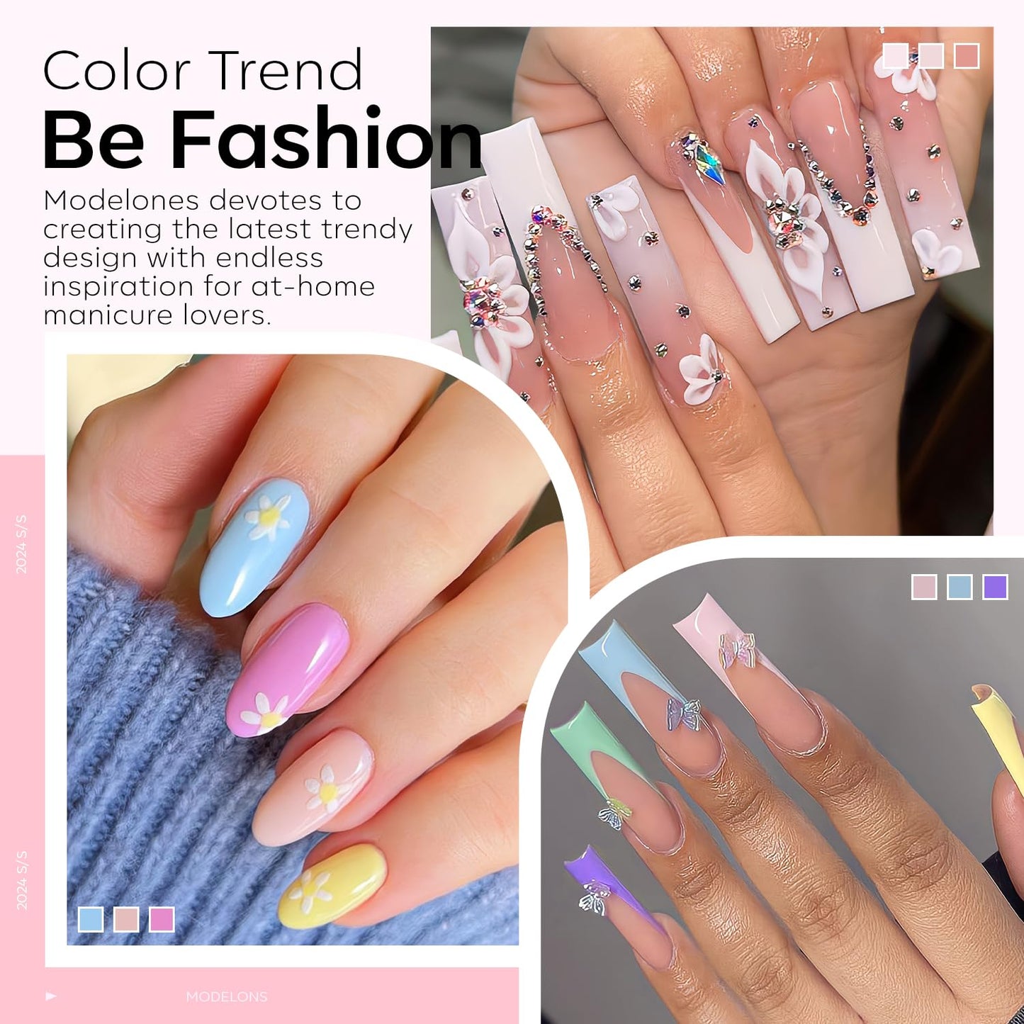 Modelones Pink Acrylic Powder Kit - 6 Colors Pastel Yellow Blue Purple Macaron Spring Cover Powder for Nail Art Extension - No Lamp Needed (A3-PearlyMint Frost)